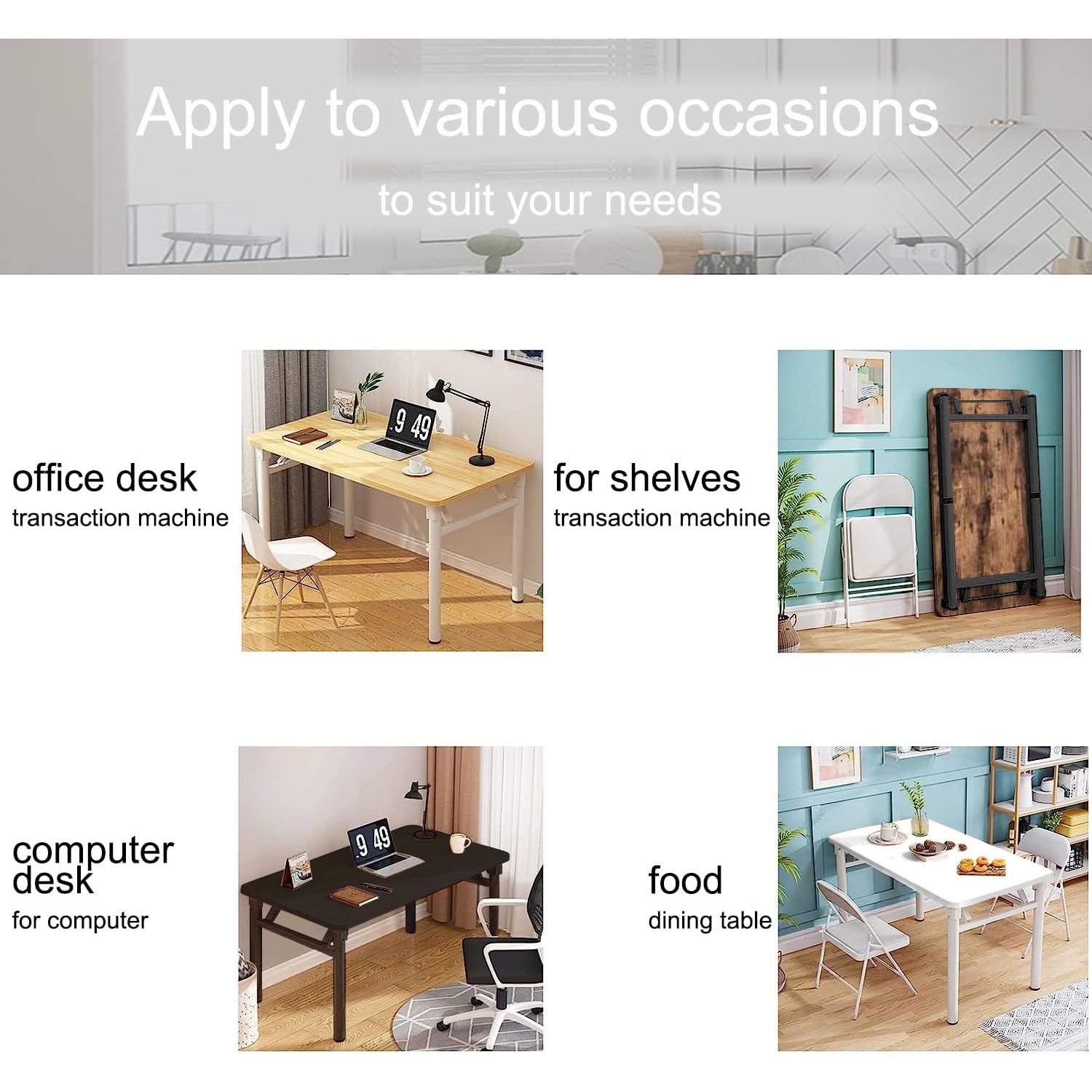 Bureau d'ordinateur pliant de style moderne, bureau de bureau, style simple, table d'ordinateur, bureau d'ordinateur, table pliable, naturel, M