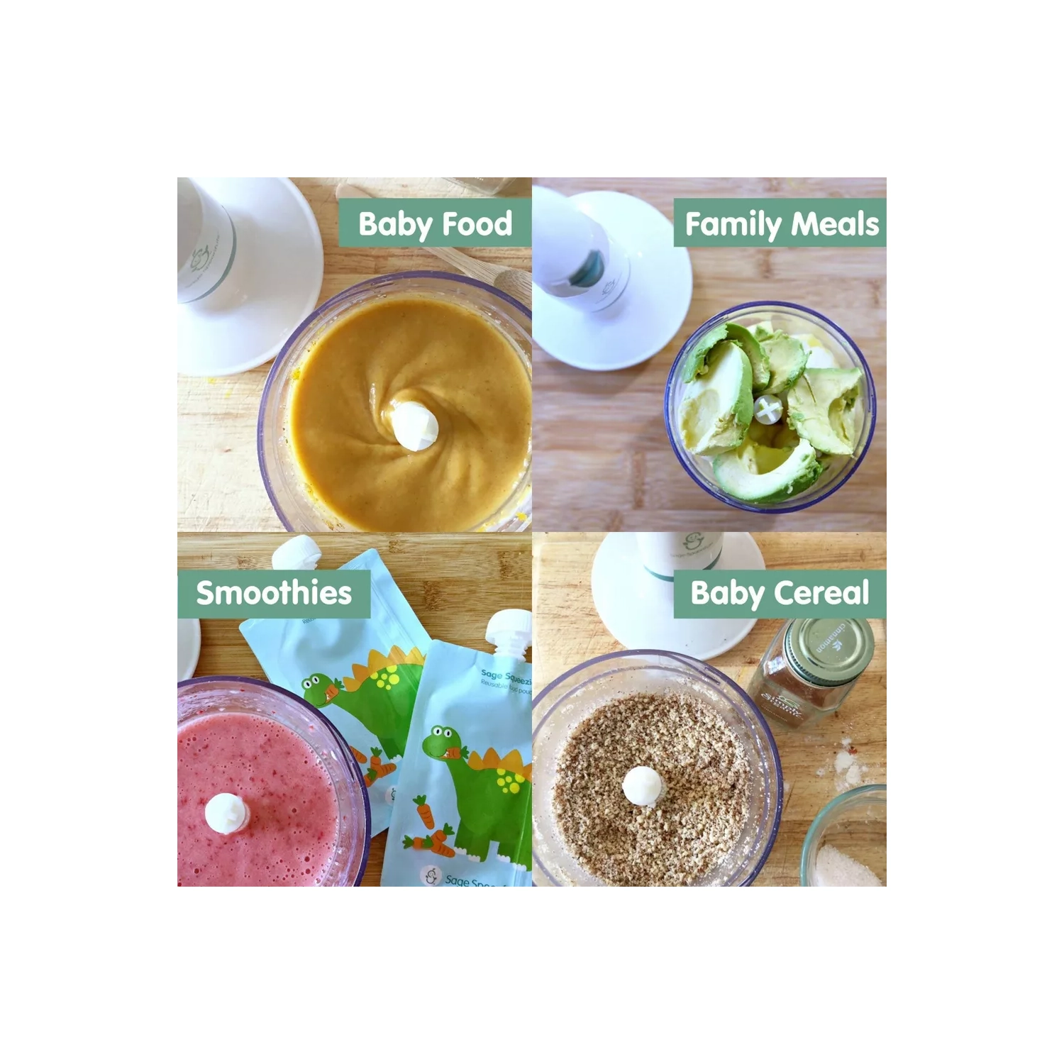 Sage Spoonfuls 2-in-1 Baby Food Maker, Baby Food Processor and Immersion Blender - White - 3pc