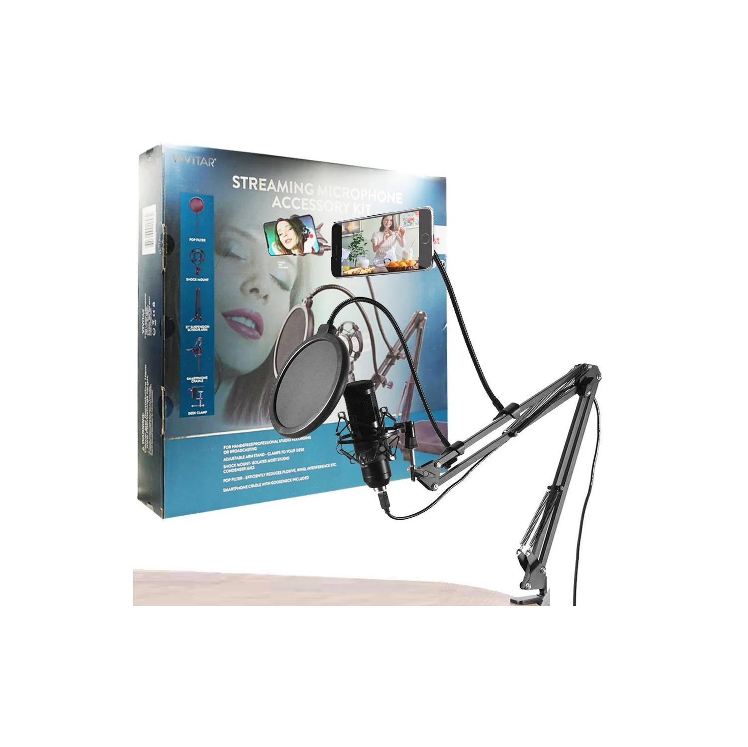 Trousse d'accessoires pour microphone pour diffusion en continu VIVMICACCKIT de Vivitar