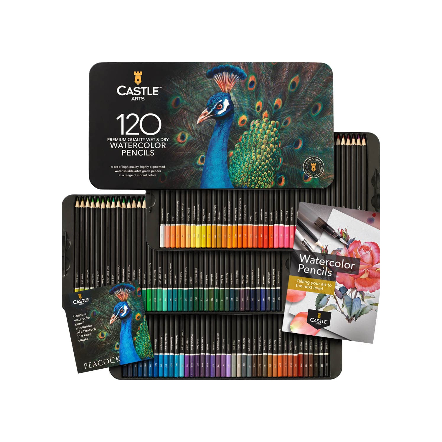 VibrantArt 120 Watercolor Pencils Set - Premium Quality Pigments for Adult Artists and Professionals - Draw, Paint, and Create with Ease - Protected and Organized in Presentation T