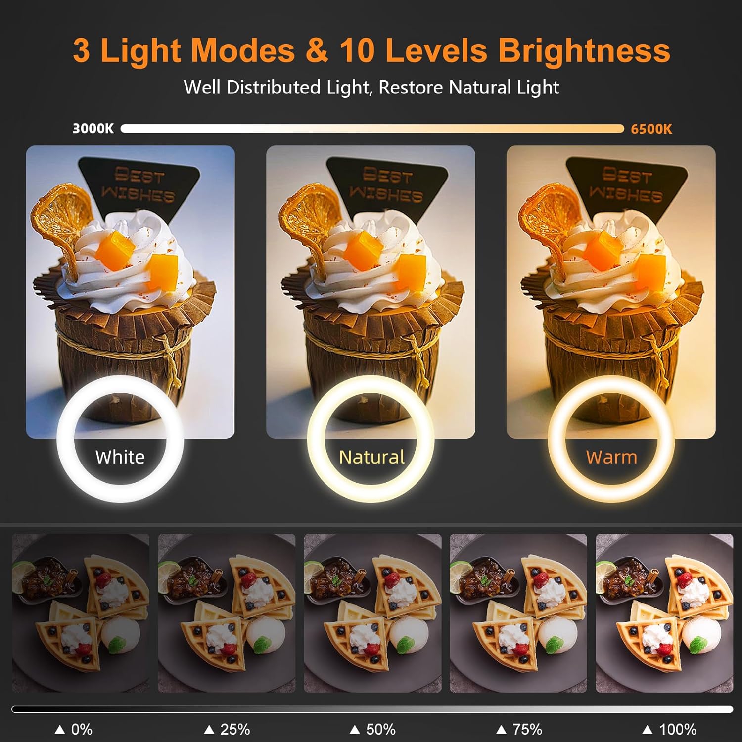 Overhead Phone Mount with Ring Light for Desk, 10" Selfie Light with Stand and Phone Holder, Overhead Camera Mount Tripod with Remote for Video