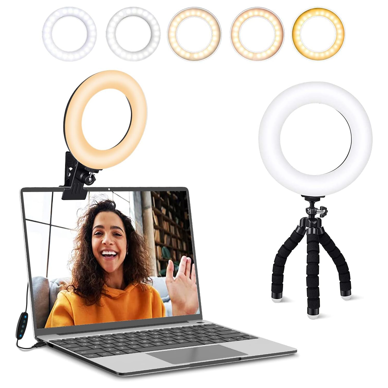 Ring Light Video Conference Lighting Kit 3200k-6500K Dimmable LED Ring Light Clip on Laptop Computer for Zoom Meeting/Remote Working/V