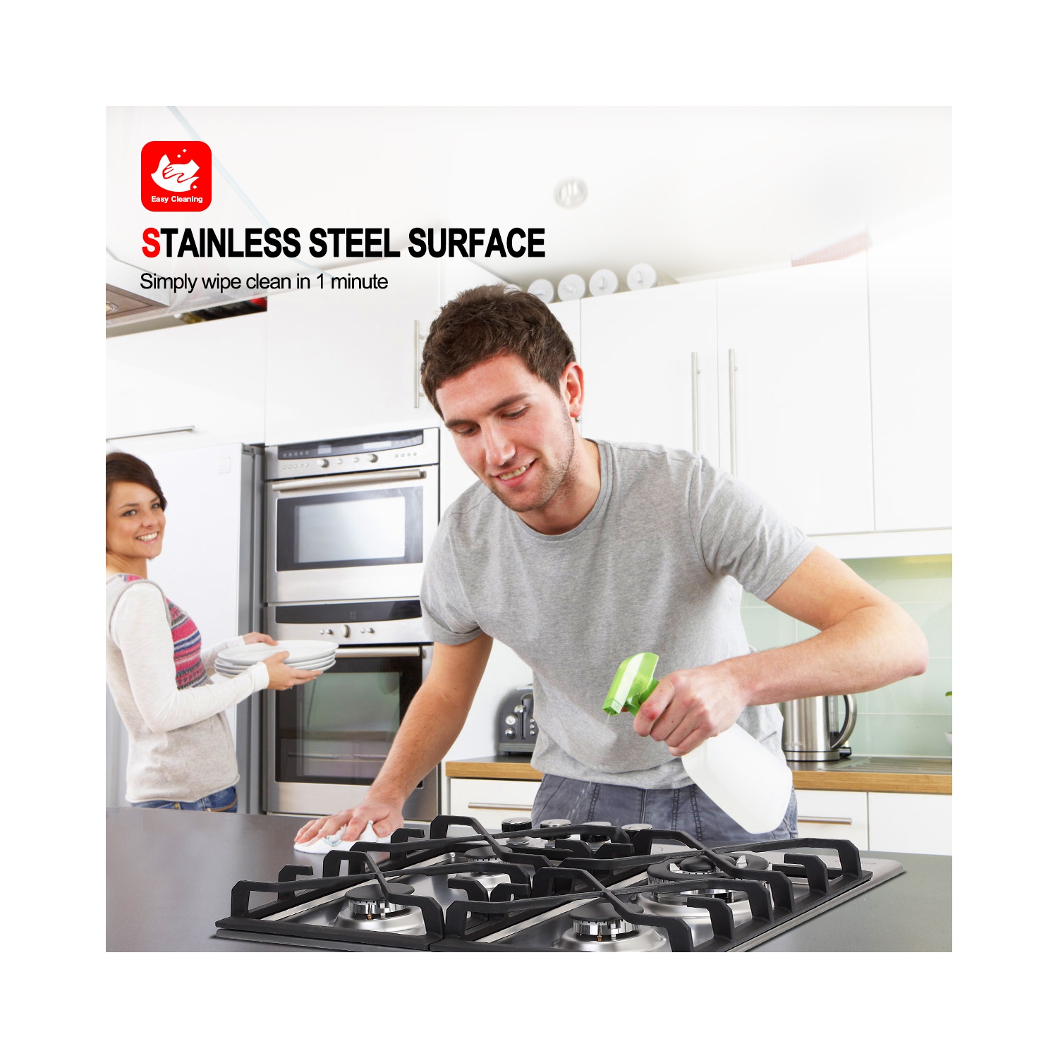 GASLAND 24" 4 Burners NG/LPG Convertible Gas Cooktop, ETL Certified, Stainless Steels