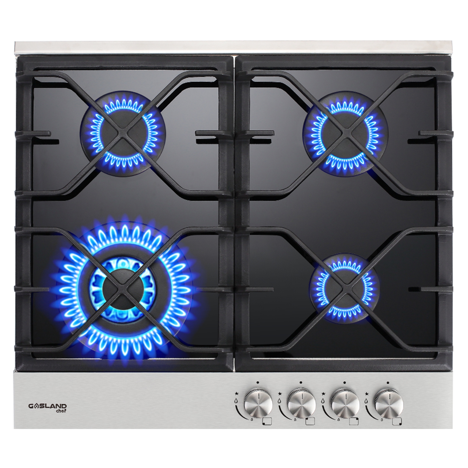 GASLAND 24" 4 Burners NG/LPG Convertible Gas Cooktop, ETL Certified, Stainless Steels, Black