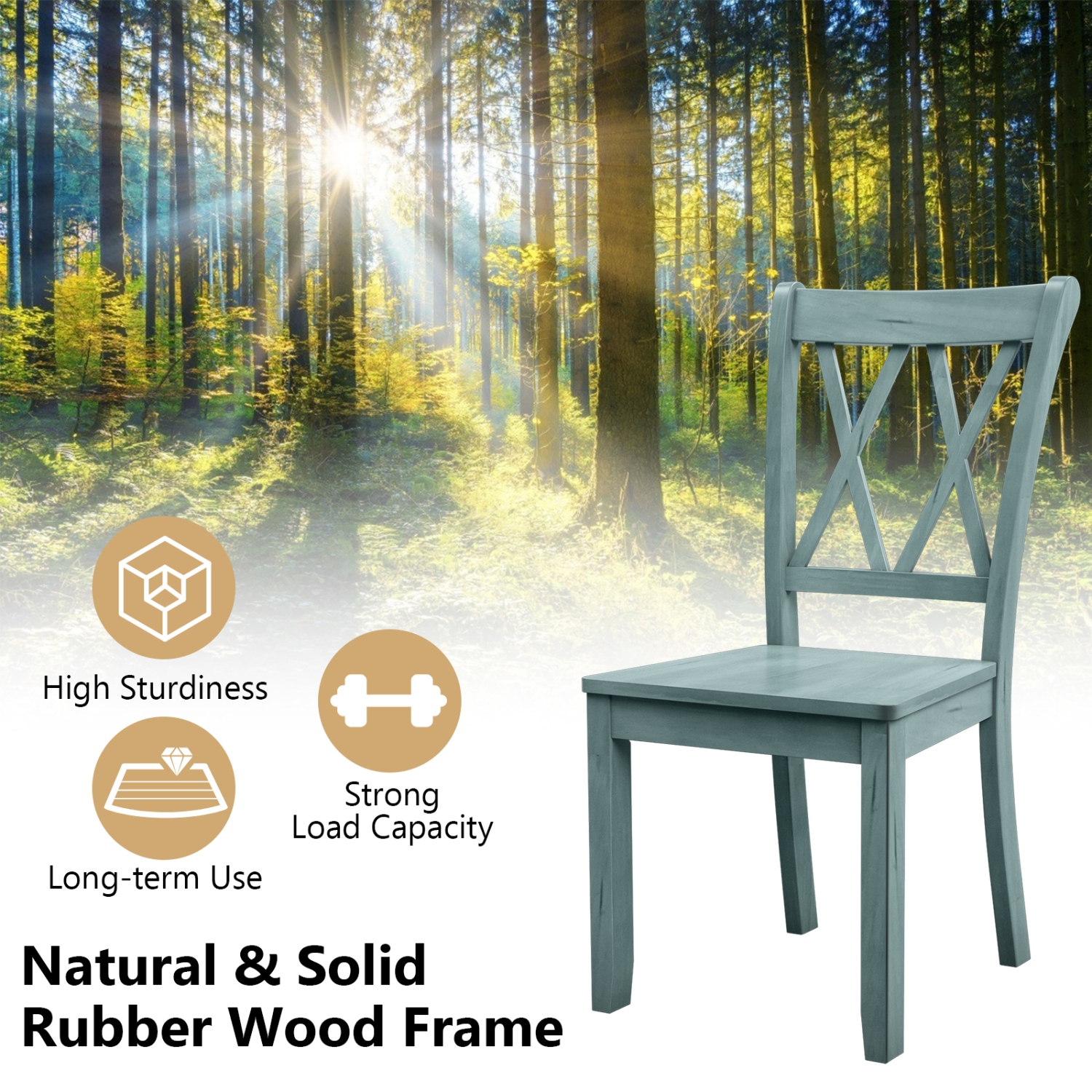 Ensemble de salle à manger moderne 5 pièces avec table rectangulaire et 4 chaises en bois de caoutchouc de Costway