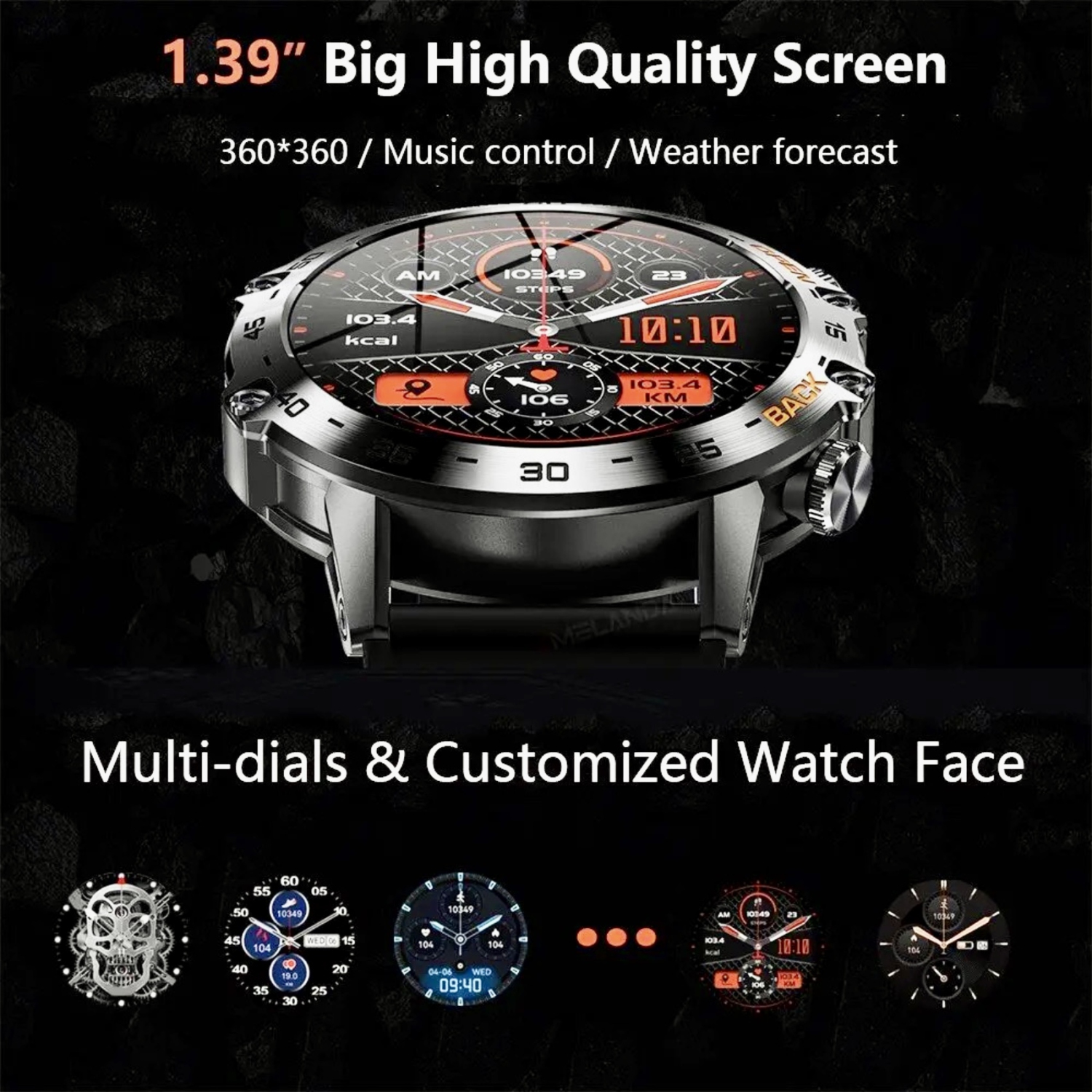 Montre intelligente TUTT pour hommes boîtier métallique | Montre intelligente robuste militaire BT Call Health & Fitness | 2 bracelets K52 LIGE