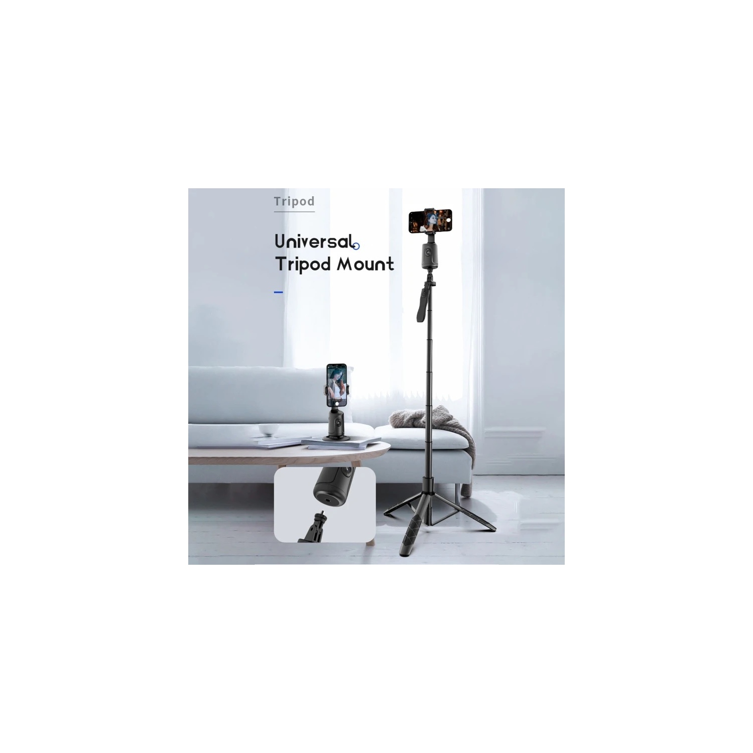 TUTT P1 Selfie Phone Holder Mount | Smart 360° Auto Face Tracking Gimbal Desktop Stabilizer Tripod | Adjustable Lens | No App, Gesture Control |