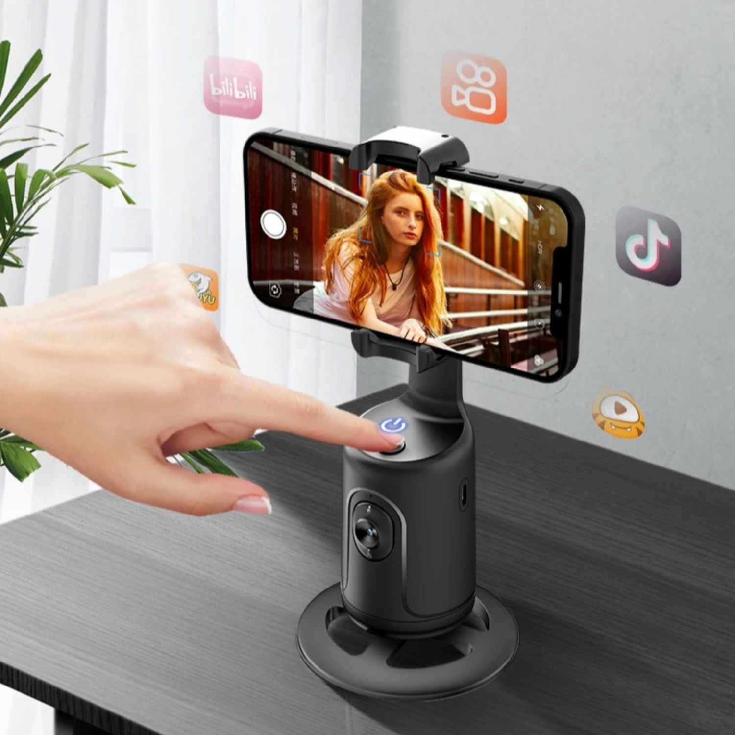 TUTT P1 Selfie Phone Holder Mount | Smart 360° Auto Face Tracking Gimbal Desktop Stabilizer Tripod | Adjustable Lens | No App, Gesture Control |