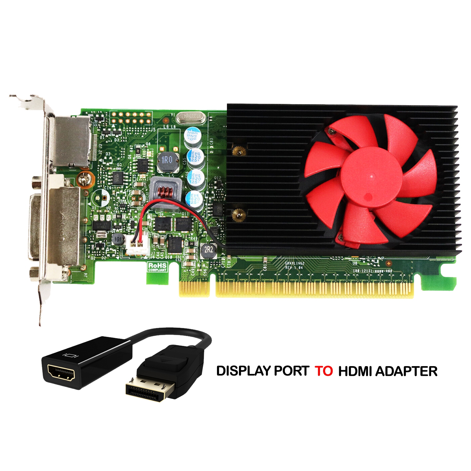 Refurbished (Good) - HP NVIDIA GeForce GT 730 Graphics Card, 2GB PCIe GDDR3, Low Profile Video Card, Display Port to HDMI Adapter - (917882-002)