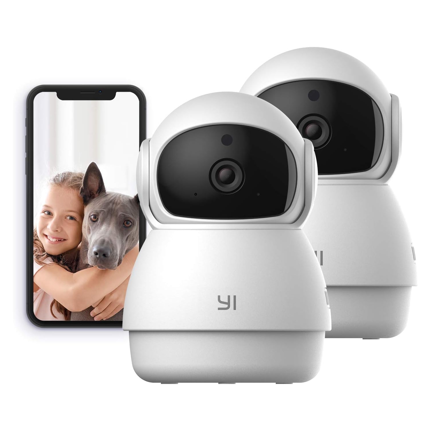 YI 2pc Pan-Tilt Dome Security Camera, 360 Degree 2.4G Smart Indoor Pet Dog Cat Cam with Night Vision, 2-Way Audio, Motion Detection, Phone APP,