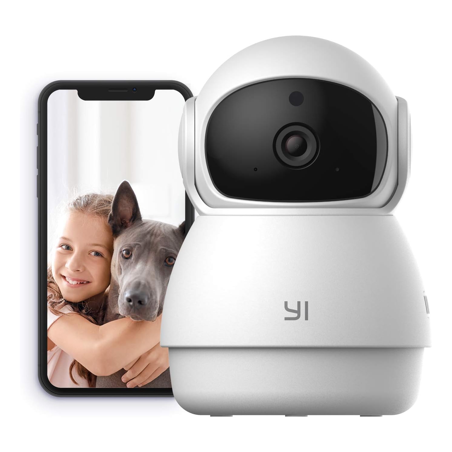 YI Pan-Tilt Security Camera, 360 Degree 2.4G Smart Indoor Pet Dog Cat Cam with Night Vision, 2-Way Audio, Motion Detection, Phone APP, Compatible