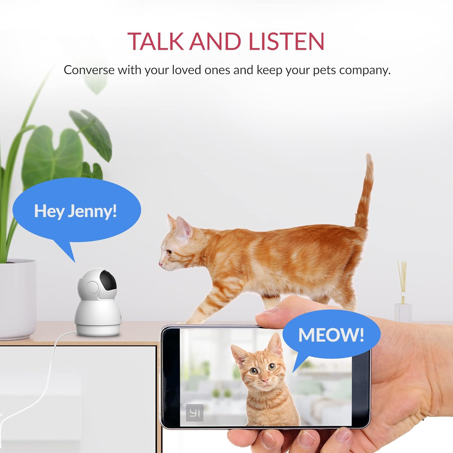 YI Pan-Tilt Security Camera, 360 Degree 2.4G Smart Indoor Pet Dog Cat Cam with Night Vision, 2-Way Audio, Motion Detection, Phone APP, Compatible