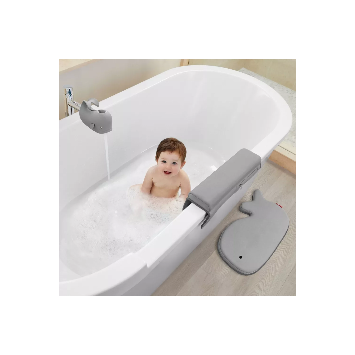 Skip Hop Moby Baby Bath Set with Four Bathtime Essentials - Gray - 4pk