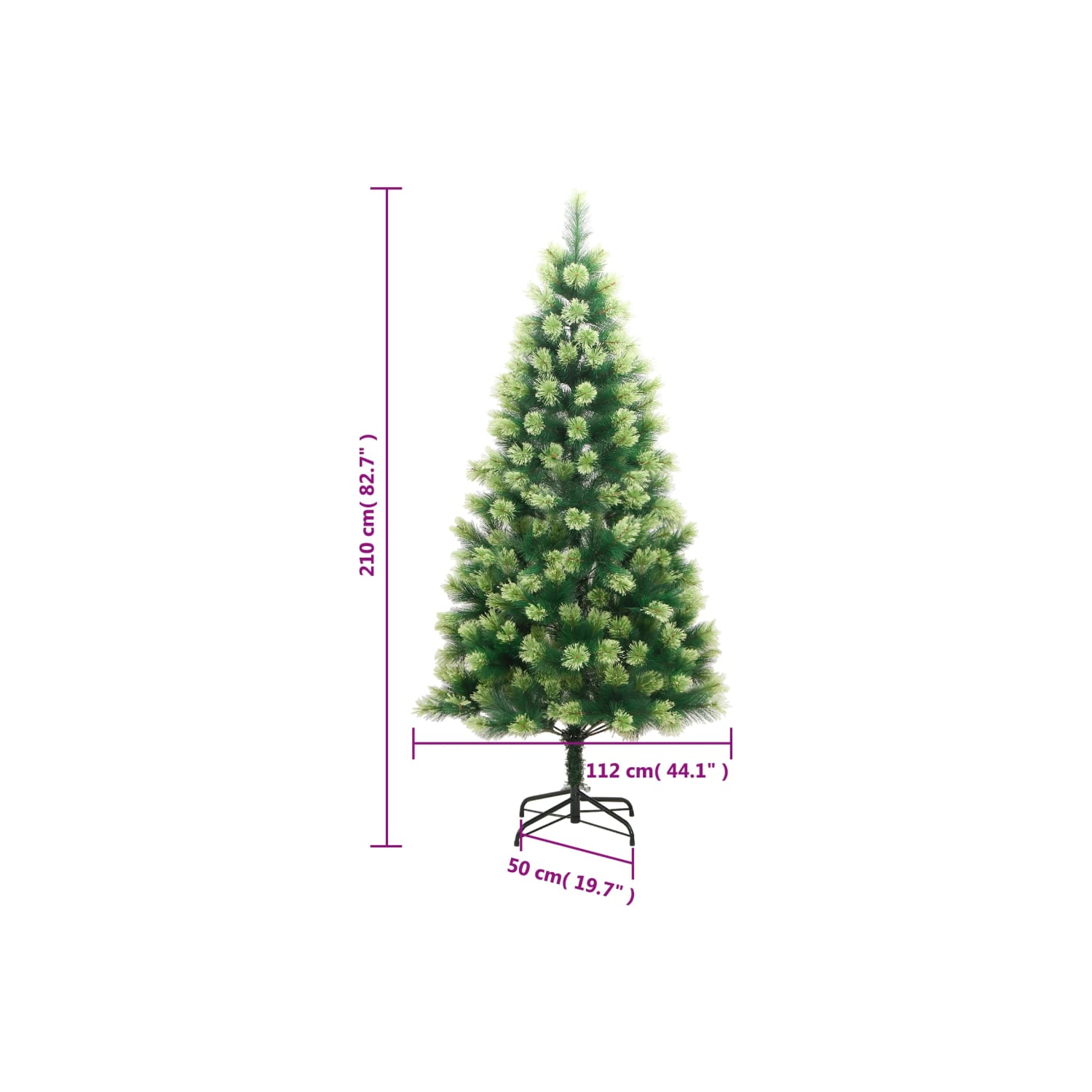 vidaXL Artificial Hinged Christmas Tree with Stand 210 cm