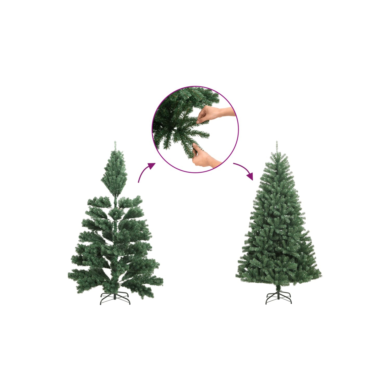 vidaXL Artificial Hinged Christmas Tree with Flocked Snow 210 cm