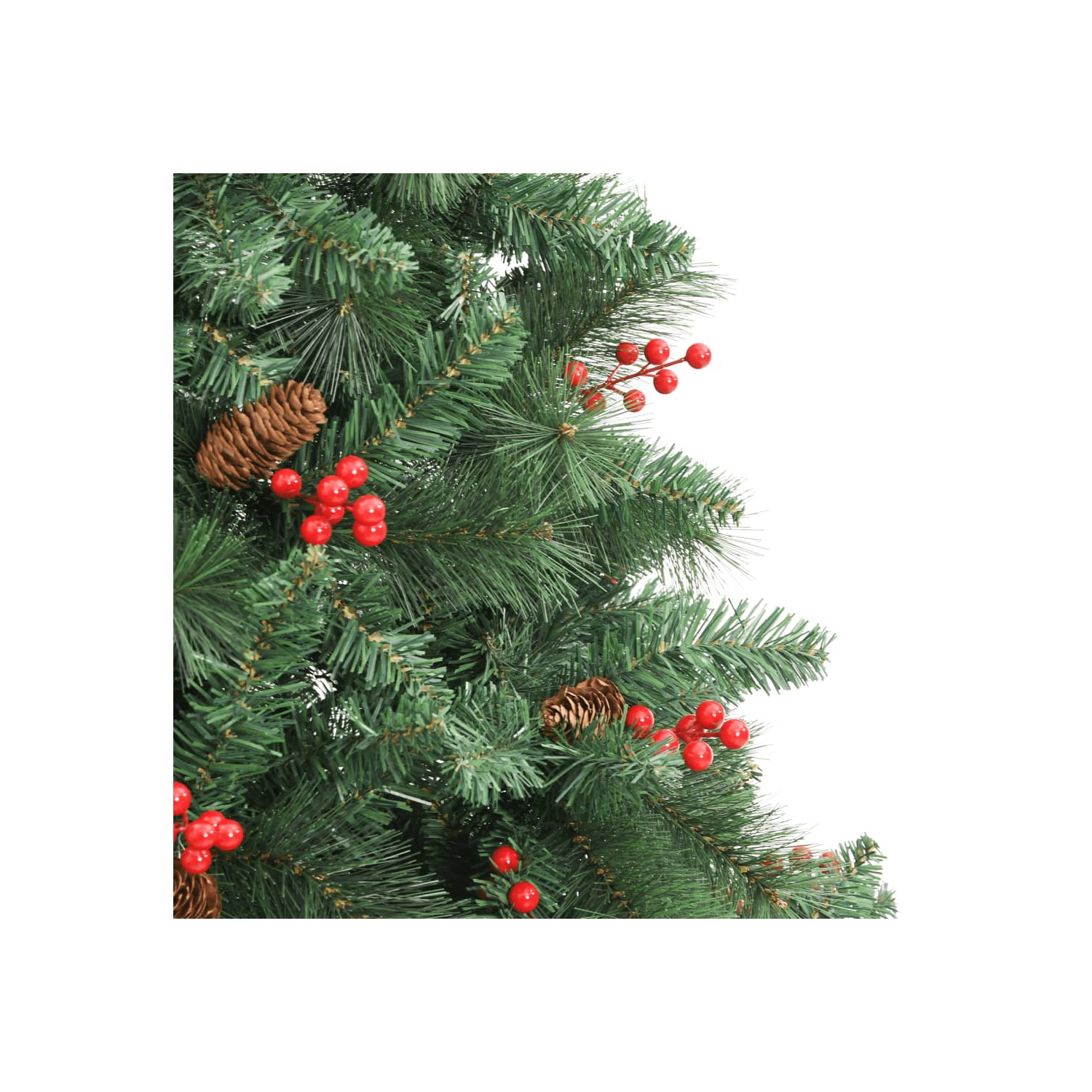 vidaXL Artificial Hinged Christmas Tree with Cones and Berries 210 cm