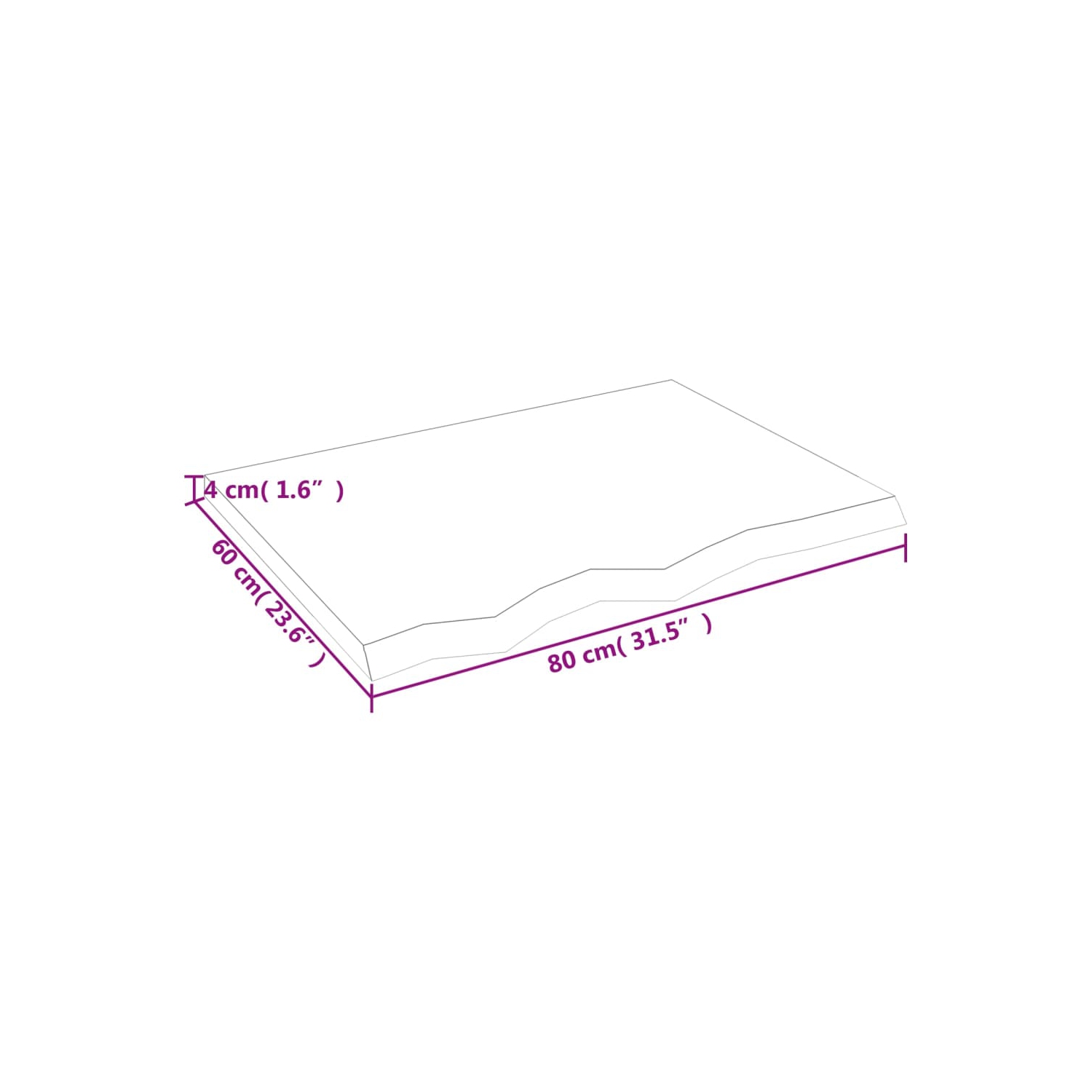 vidaXL Table Top Light Brown 80x60x(2-4) cm Treated Solid Wood Oak