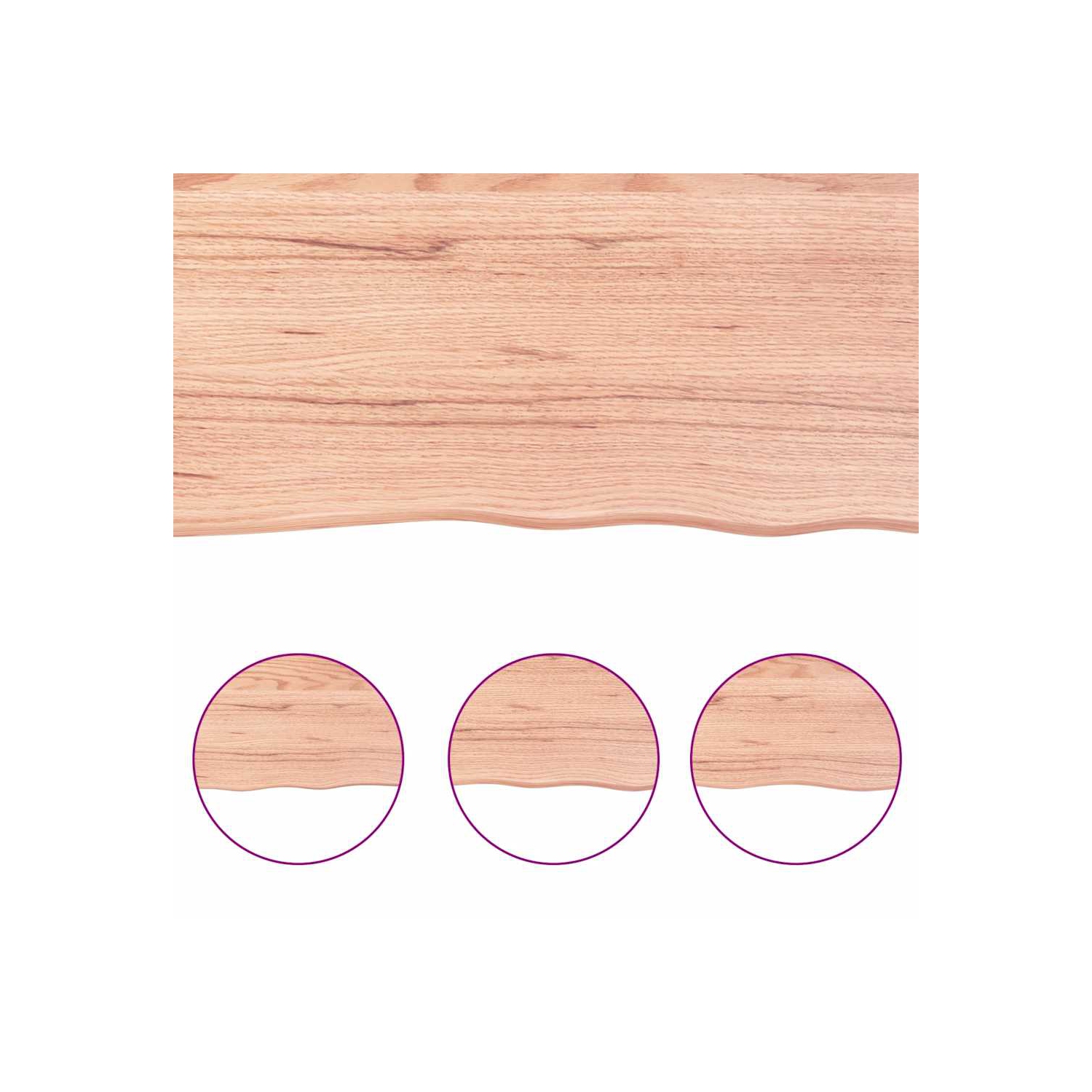 Surface de table vidaXL brun clair 120x50x(2-6) cm chêne massif traité