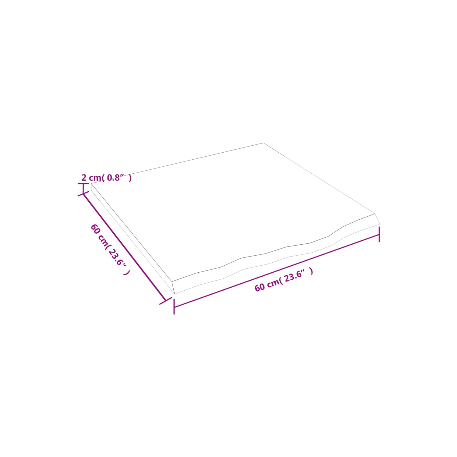 vidaXL Table Top Light Brown 60x60x2 cm Treated Solid Wood Oak