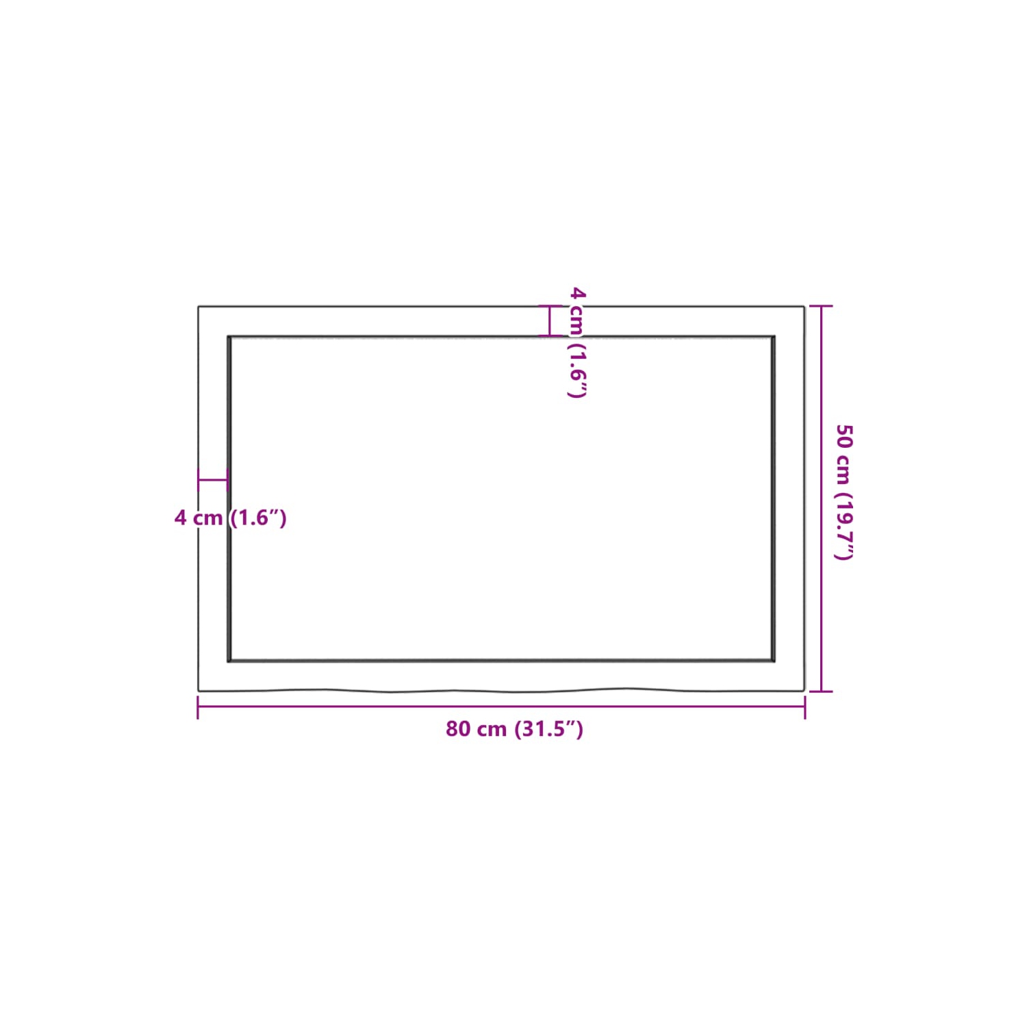 Surface de table vidaXL brun clair 80 x 50 x cm chêne massif traité