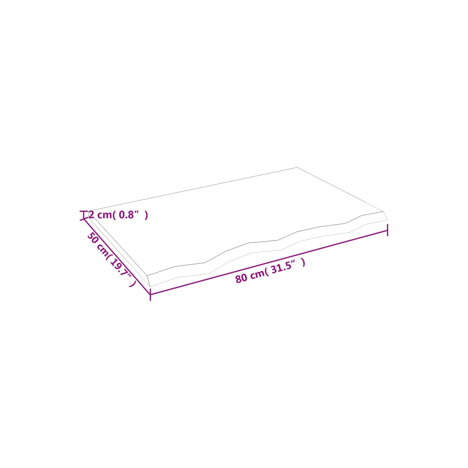 vidaXL Table Top Light Brown 80x50x2 cm Treated Solid Wood Oak