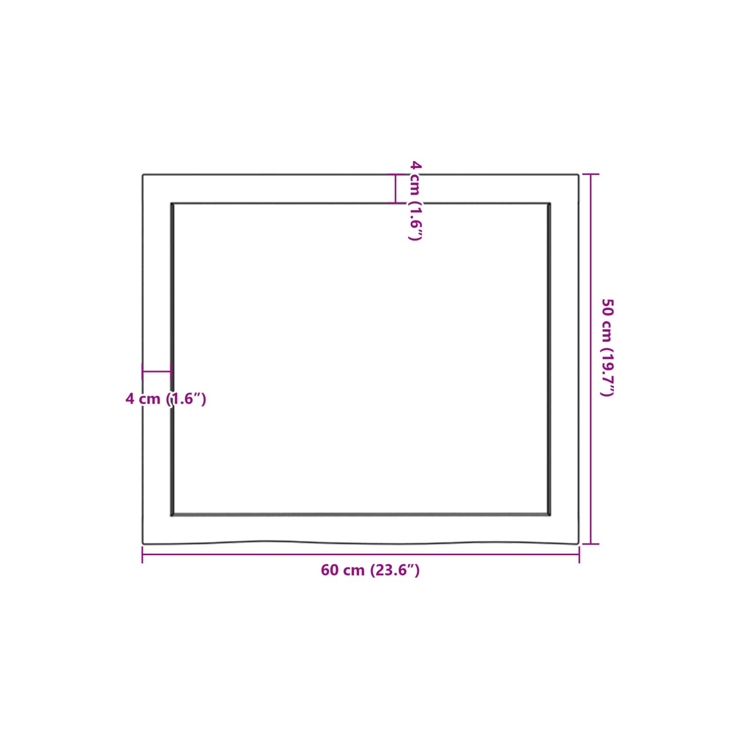 Surface de table vidaXL brun clair 60 x 50x cm chêne massif traité