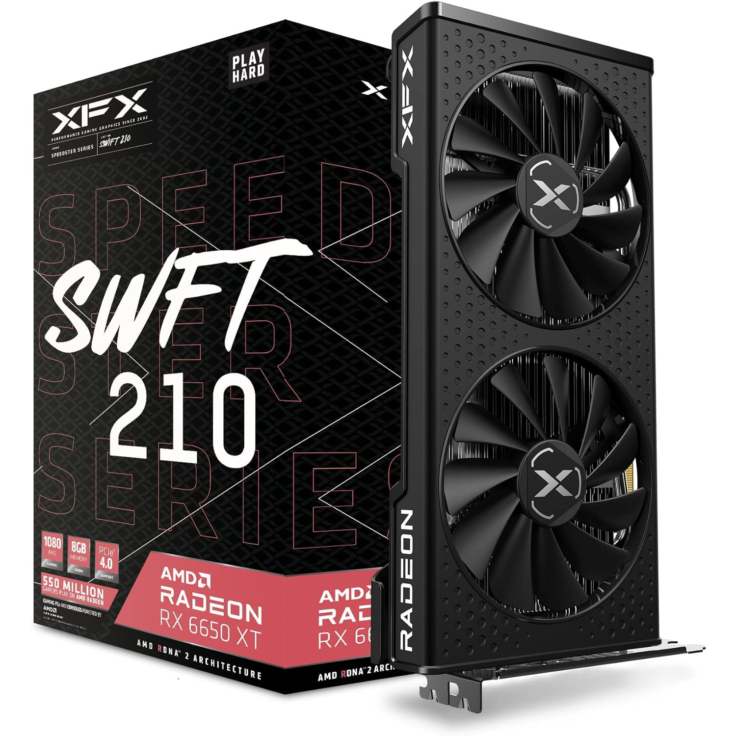 XFX Speedster SWFT210 Radeon RX 6650XT CORE Gaming Graphics Card with 8GB GDDR6 HDMI 3xDP, AMD RDNA 2 RX-665X8DFDY