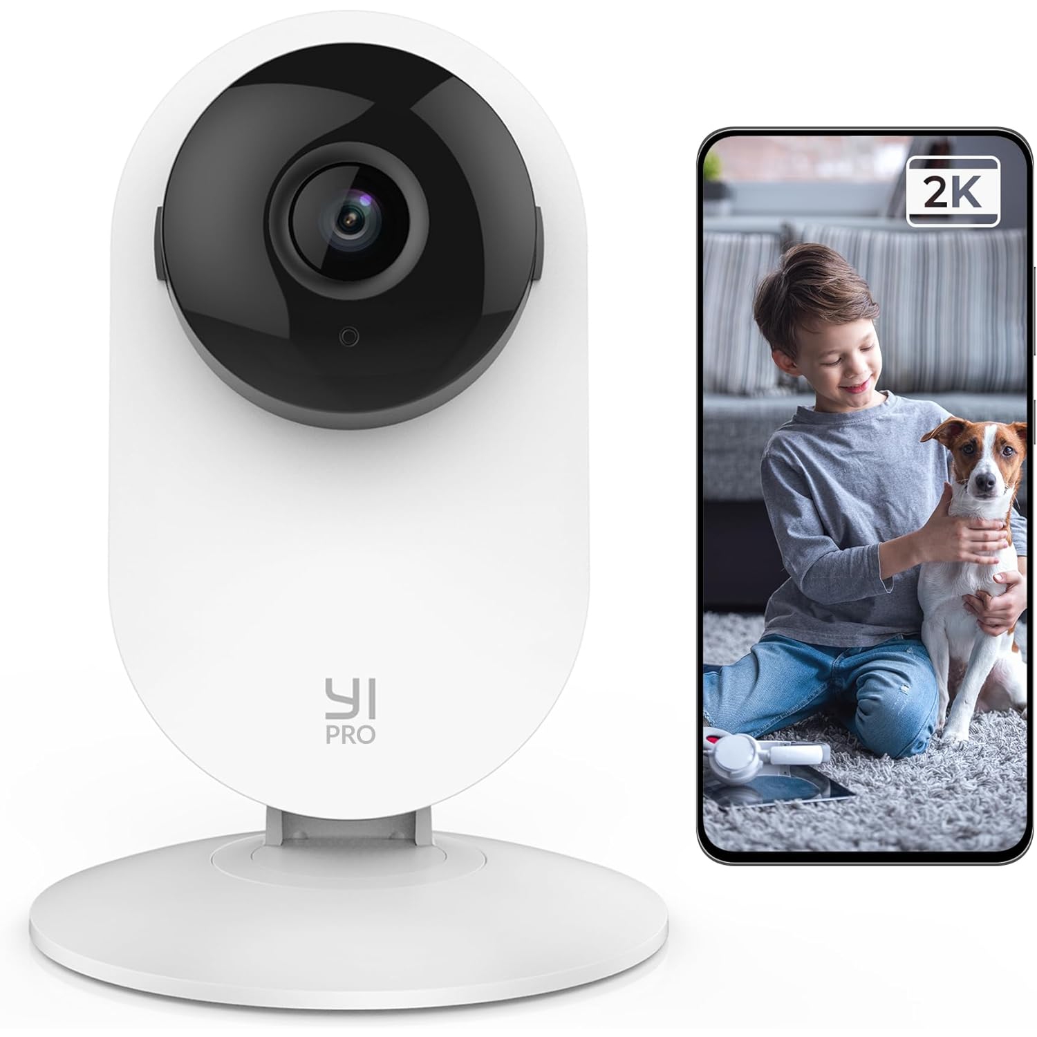 YI 2K Home Security Camera Indoor, 2.4G WiFi Camera Night Vision with Human, Vehicle Smart Detection, Phone App for Baby Monitoring, Surveillance
