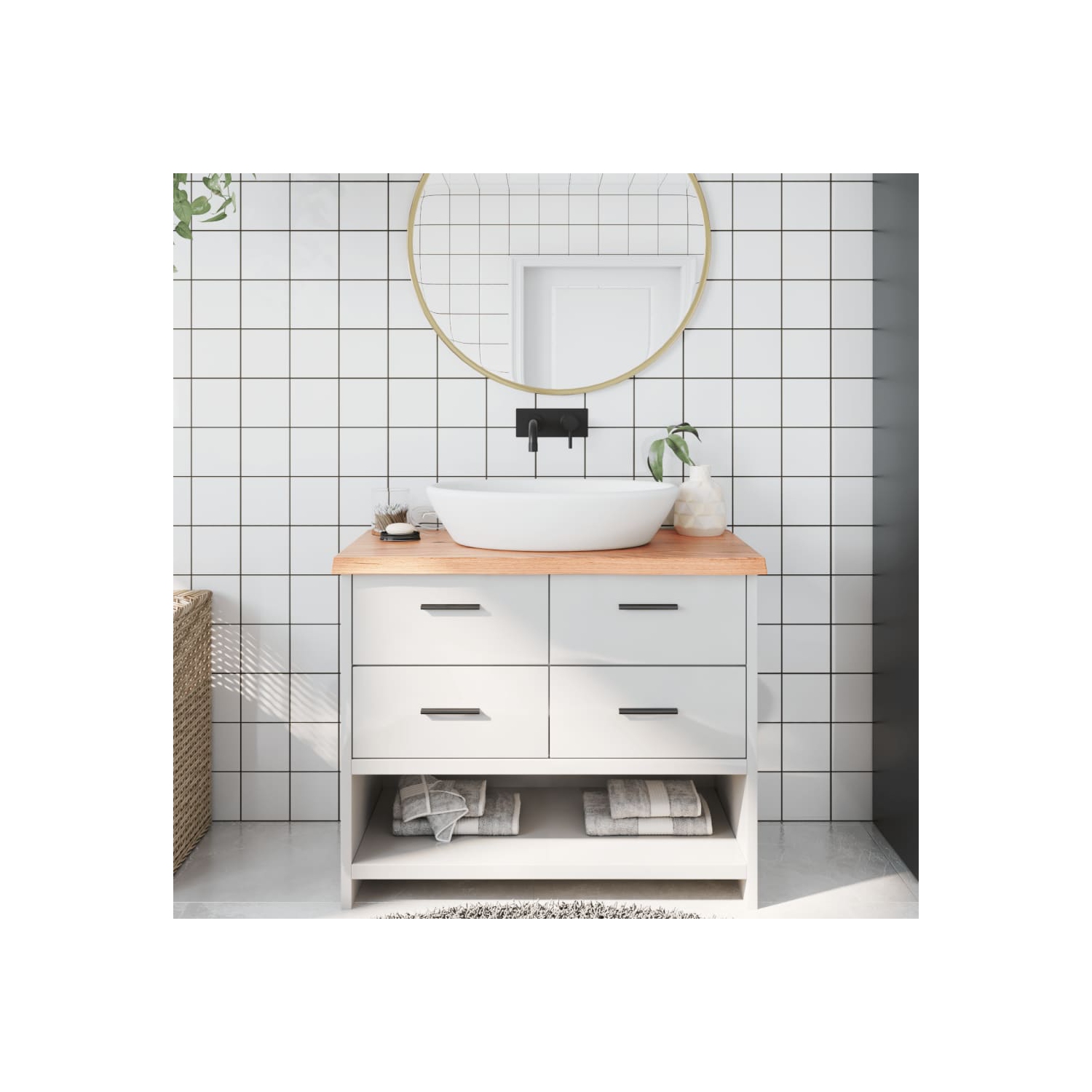 vidaXL Bathroom Countertop Light Brown 100x40x(2-4)cm Treated Solid Wood