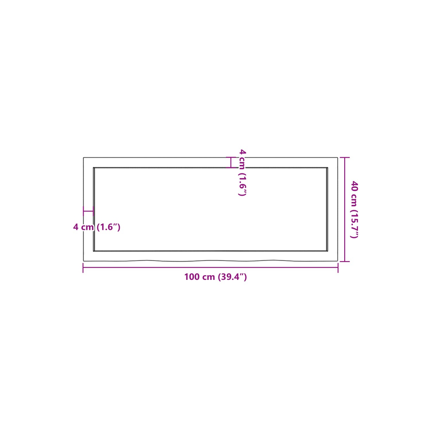 vidaXL Bathroom Countertop Light Brown 100x40x(2-4)cm Treated Solid Wood