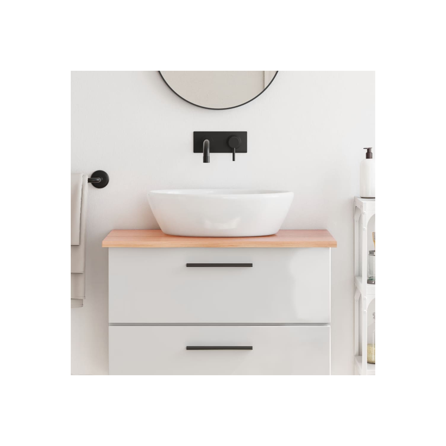 vidaXL Bathroom Countertop Light Brown 80x60x2 cm Treated Solid Wood