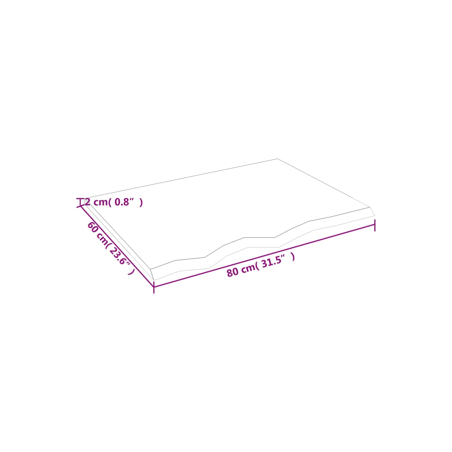 vidaXL Bathroom Countertop Light Brown 80x60x2 cm Treated Solid Wood