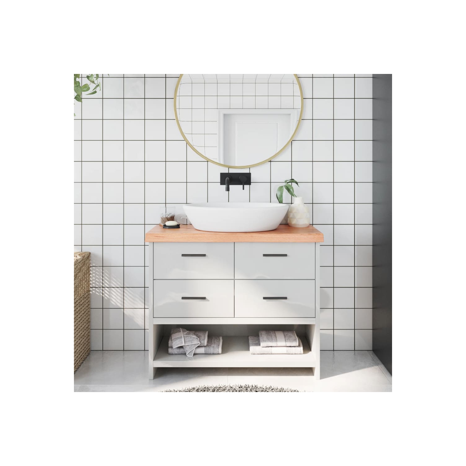 vidaXL Bathroom Countertop Light Brown 100x30x(2-6)cm Treated Solid Wood