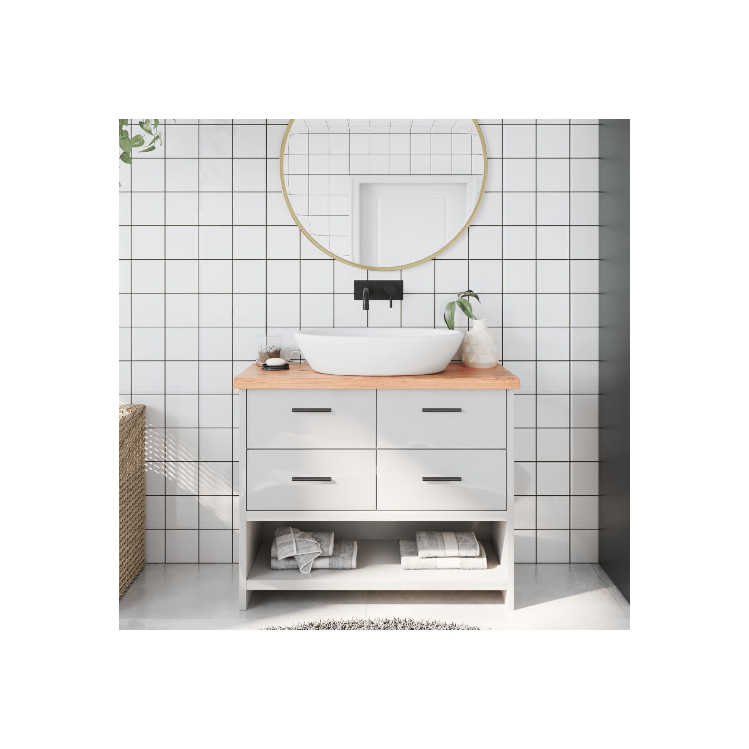 vidaXL Bathroom Countertop Light Brown 100x30x(2-4)cm Treated Solid Wood