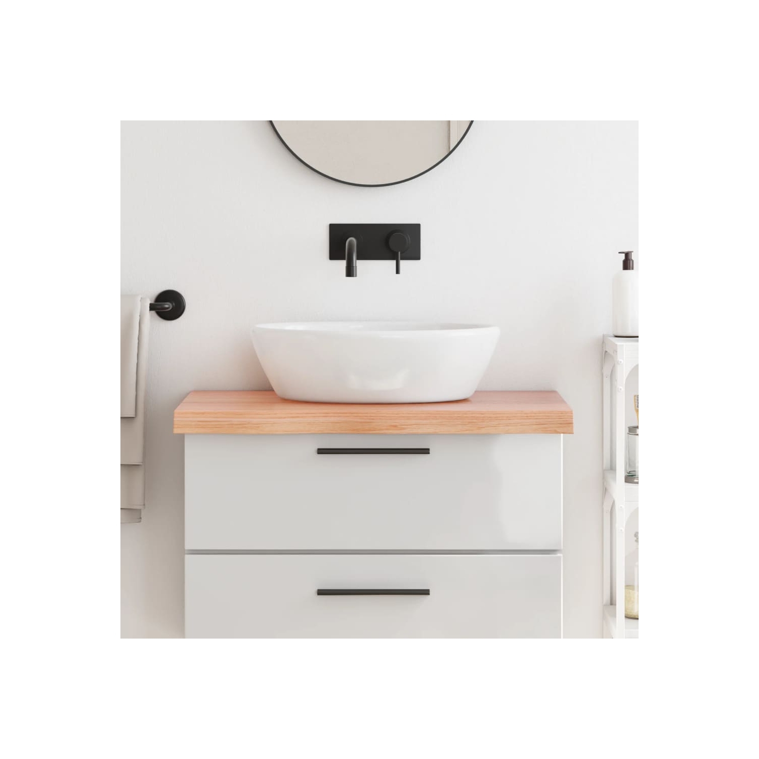 vidaXL Bathroom Countertop Light Brown 80x60x(2-6) cm Treated Solid Wood