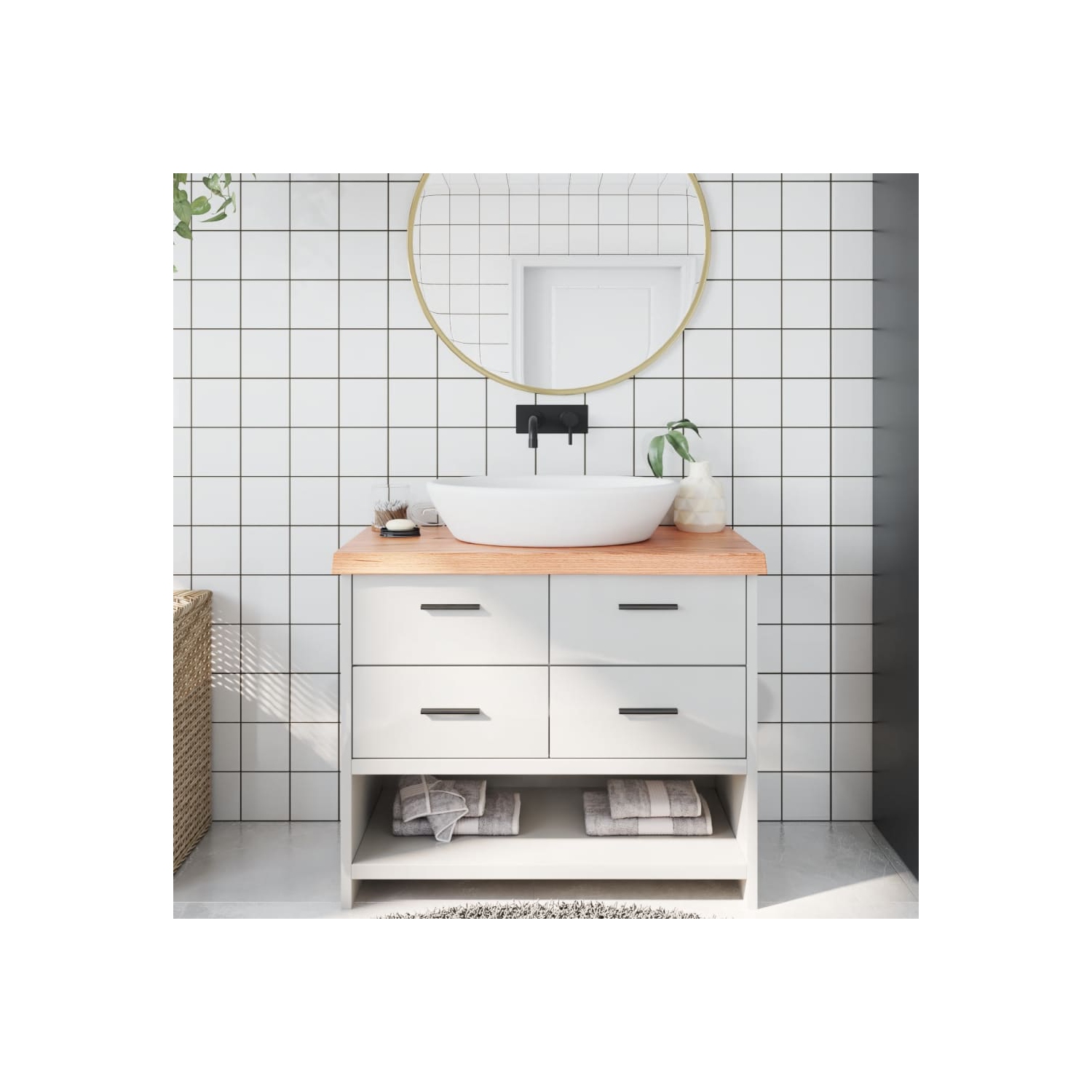 vidaXL Bathroom Countertop Light Brown 100x60x(2-6)cm Treated Solid Wood