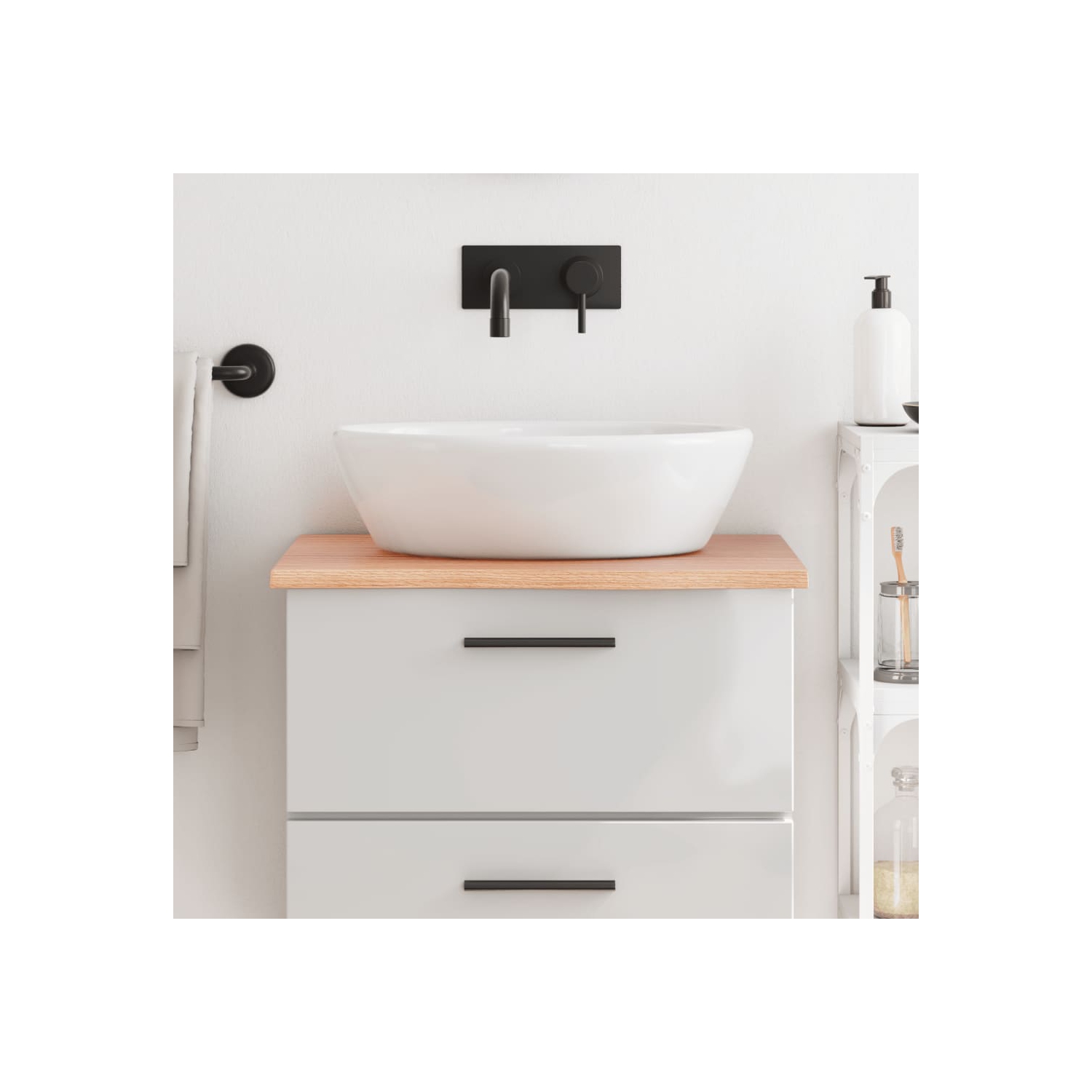 vidaXL Bathroom Countertop Light Brown 60x50x2 cm Treated Solid Wood