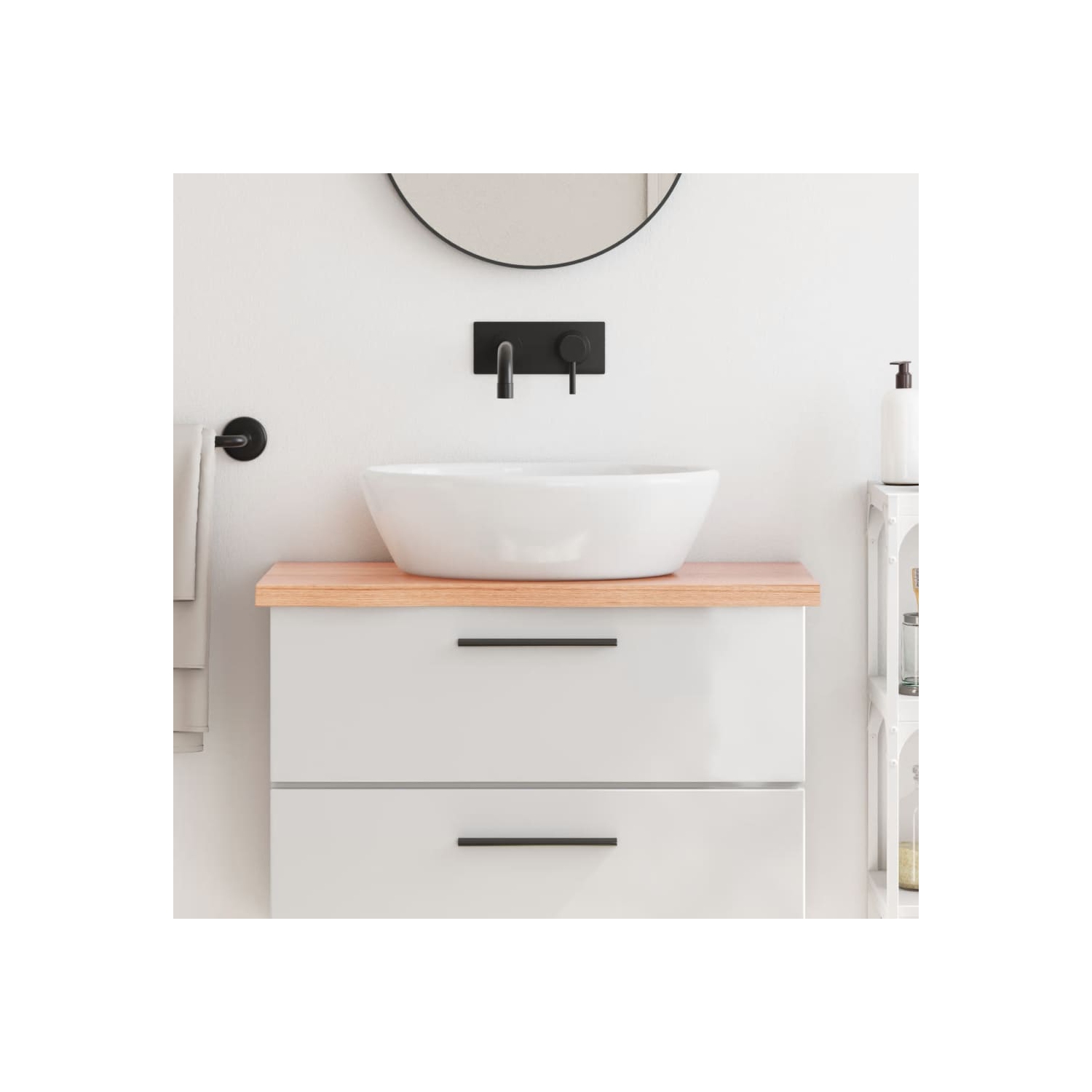 vidaXL Bathroom Countertop Light Brown 80x30x(2-4) cm Treated Solid Wood