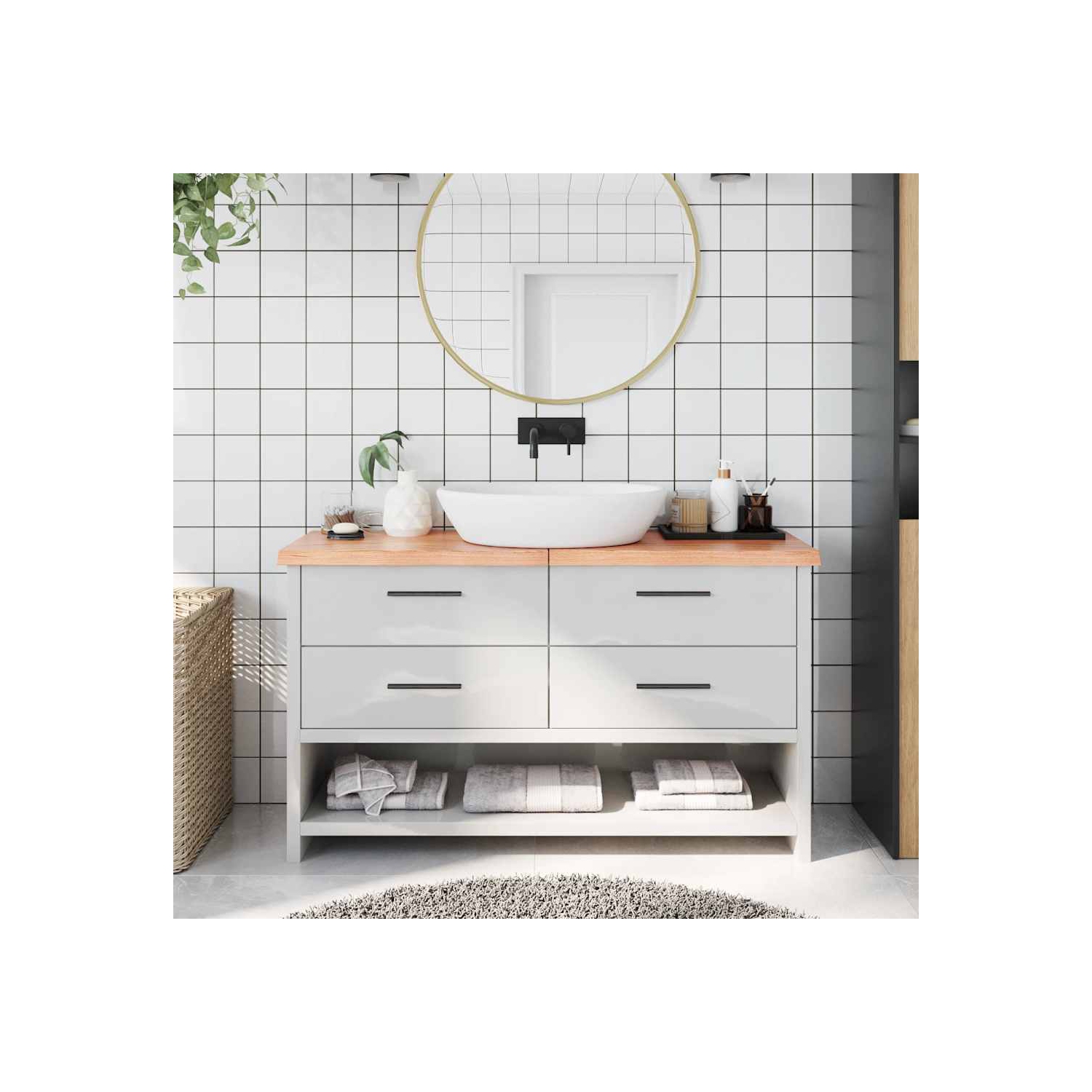 vidaXL Bathroom Countertop Light Brown 140x30x(2-4)cm Treated Solid Wood