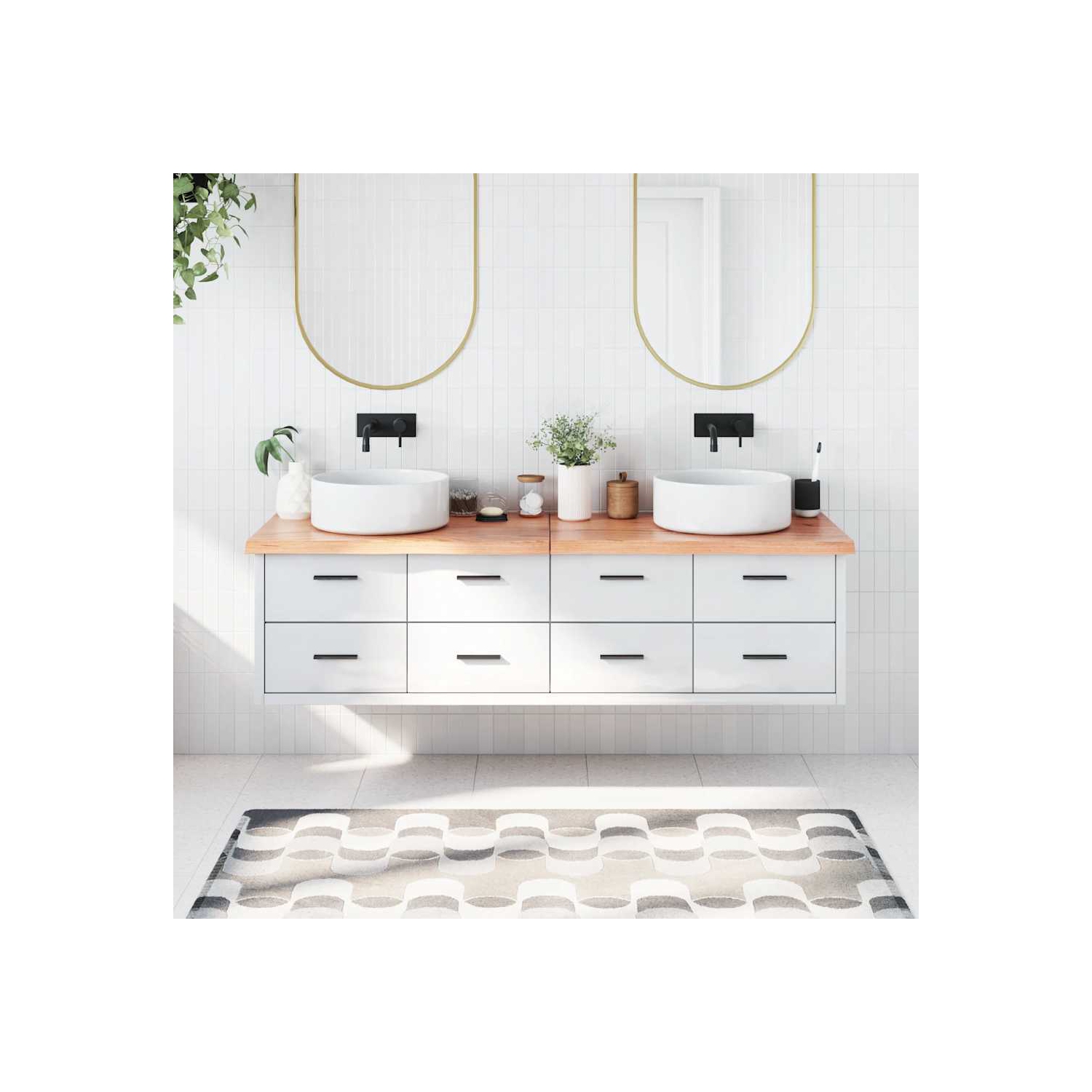 vidaXL Bathroom Countertop Light Brown 180x40x(2-4)cm Treated Solid Wood