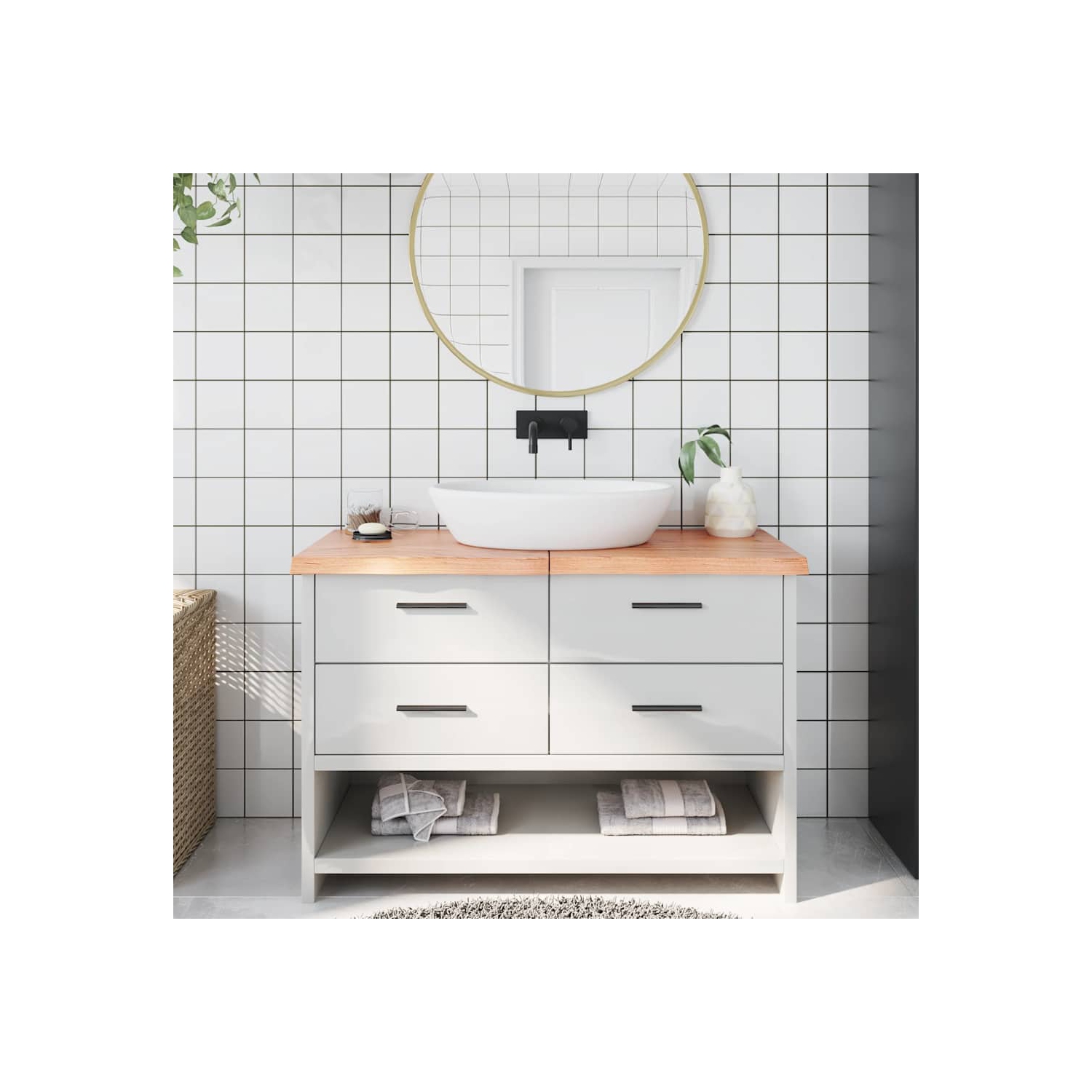 vidaXL Bathroom Countertop Light Brown 120x50x(2-4)cm Treated Solid Wood