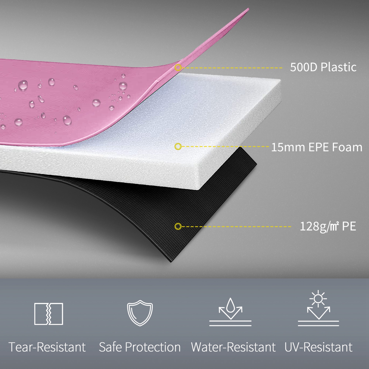 Soozier 14FT Trampoline Spring Cover, Trampoline Pad Replacement, Waterproof and Tear-Resistant, All-Weather Trampoline Accessories, Pink