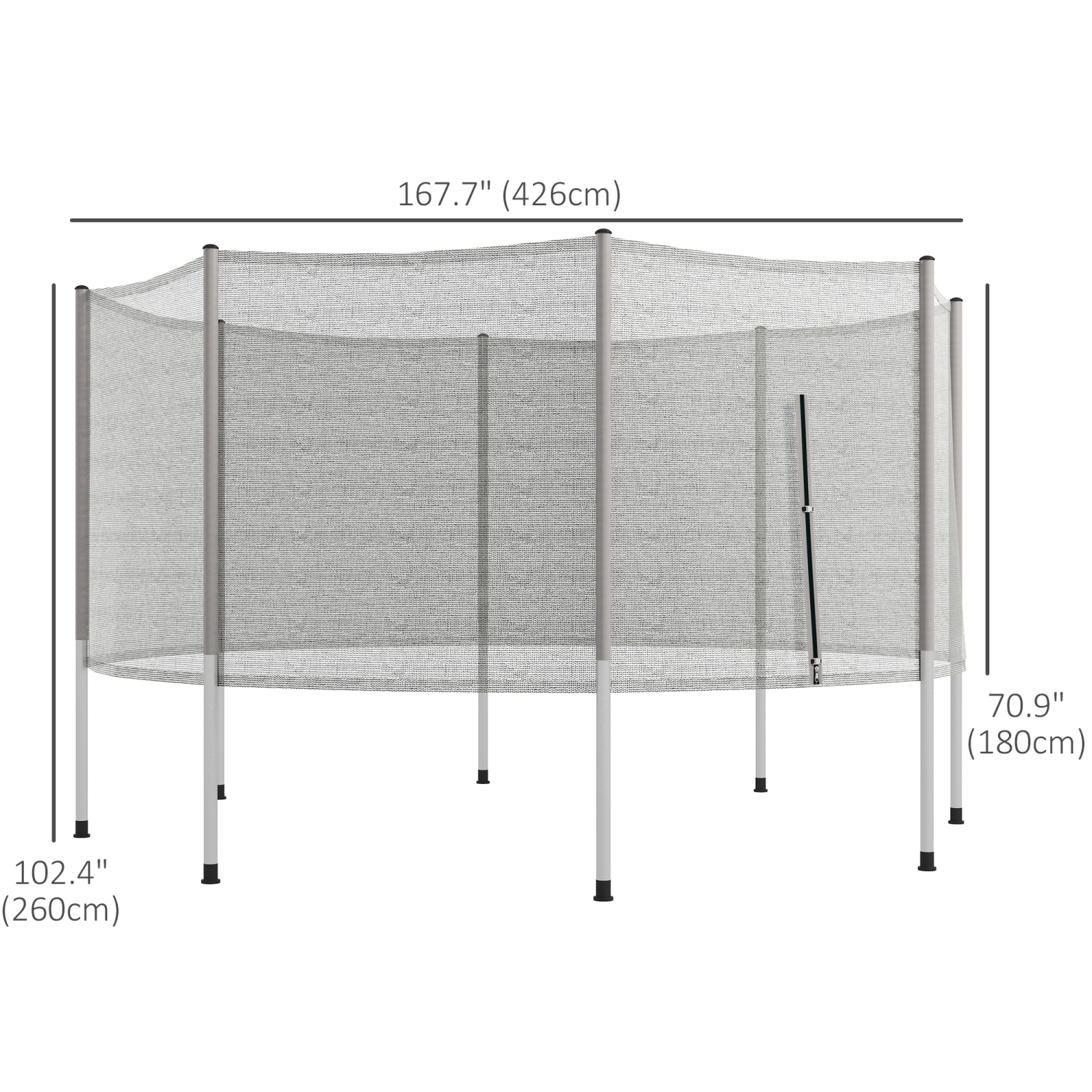 Soozier – filet de trampoline 14FT, accessoires de sécurité à rebond avec filet de 8 poteaux seulement, gris