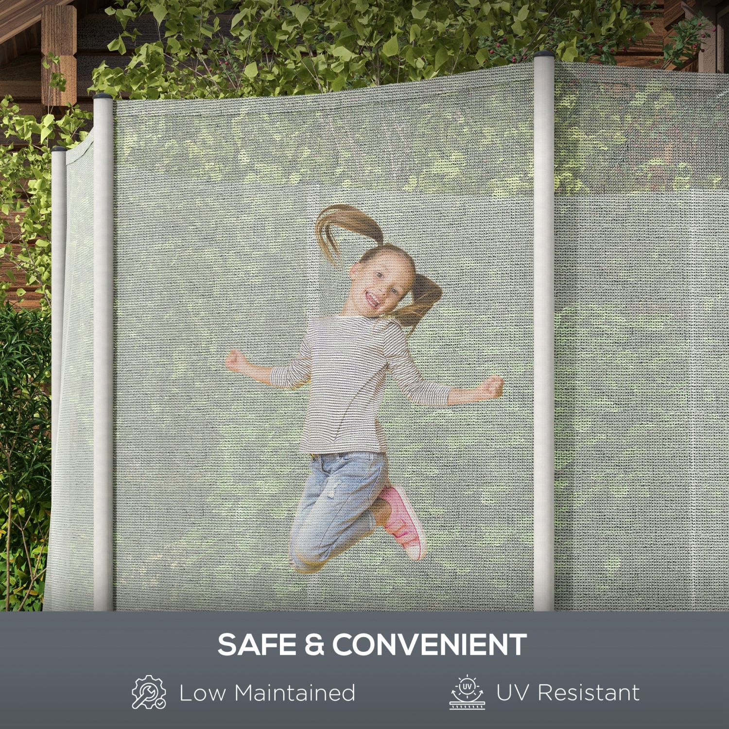 Soozier – filet de trampoline 14FT, accessoires de sécurité à rebond avec filet de 8 poteaux seulement, gris