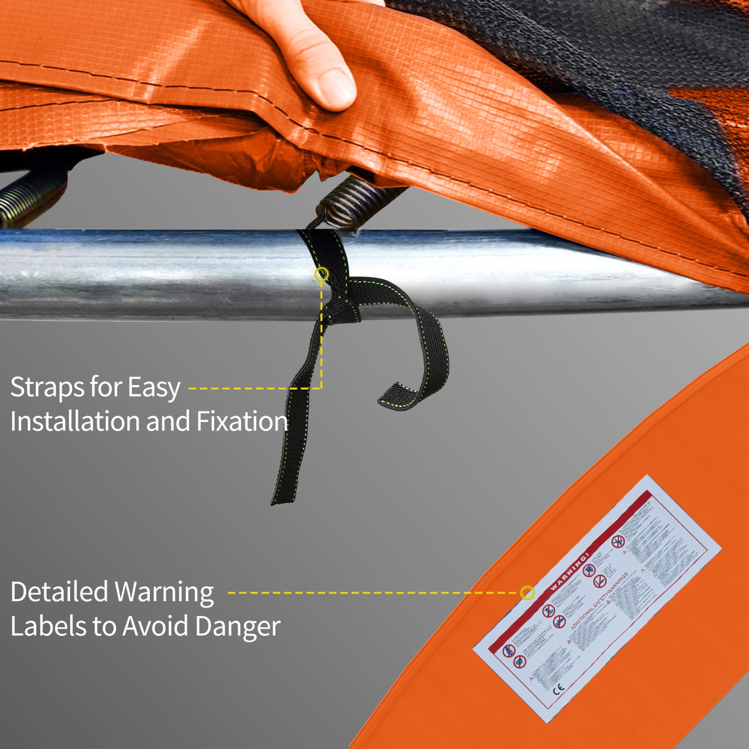 Soozier 12FT Trampoline Spring Cover, Trampoline Pad Replacement, Waterproof and Tear-Resistant, All-Weather Trampoline Accessories, Orange