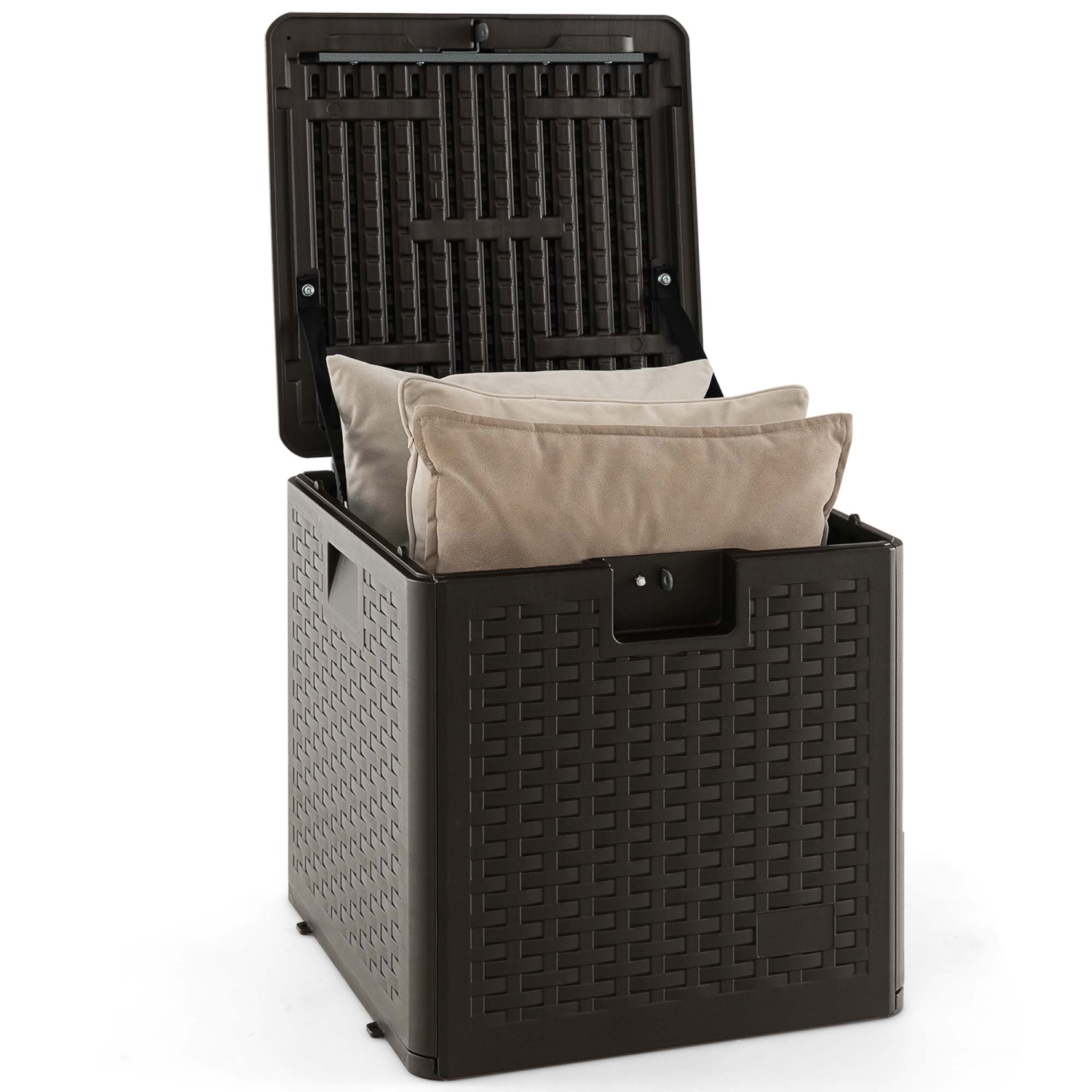 Coffre de terrasse extérieur étanche de 28 gallons de Costway pour outils jouets bruns