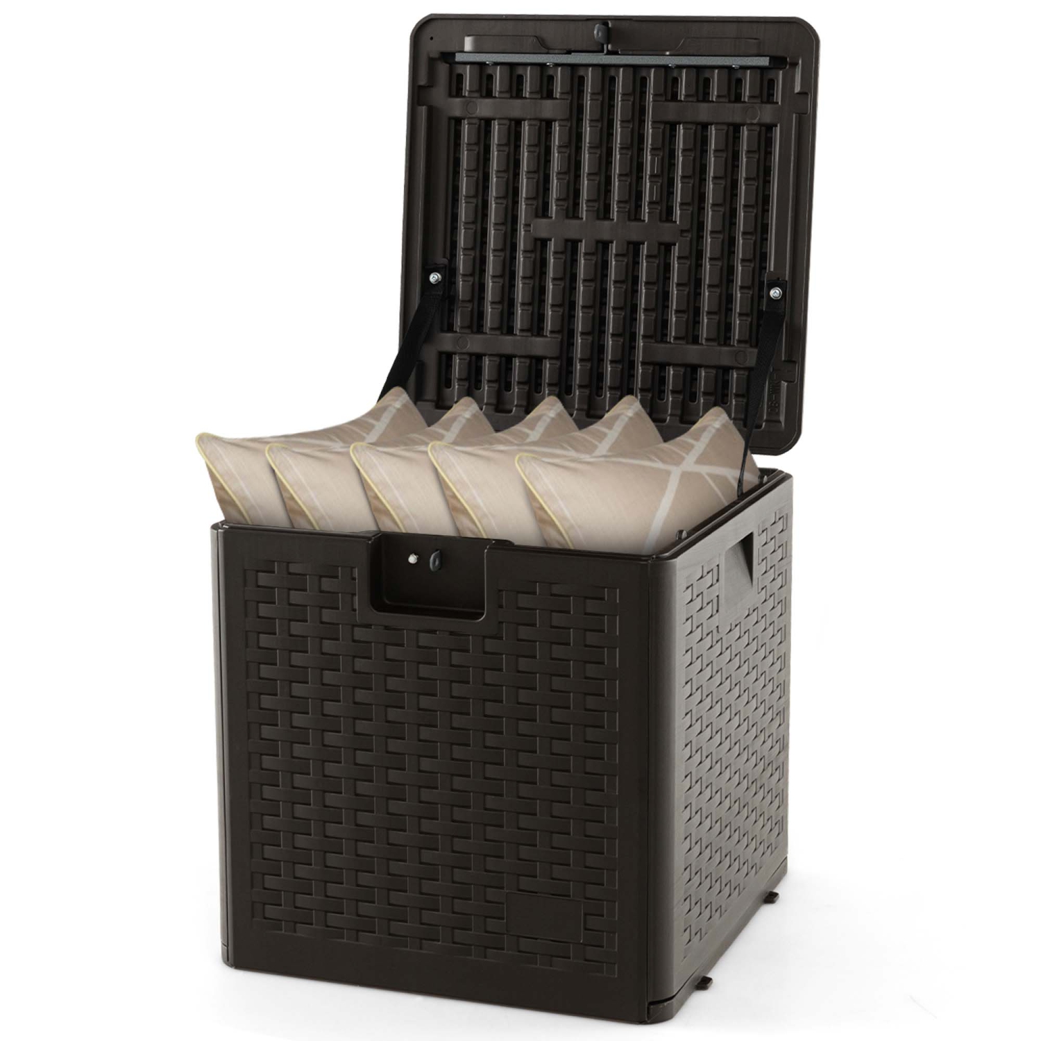 Coffre de terrasse extérieur étanche de 28 gallons de Costway pour outils jouets bruns