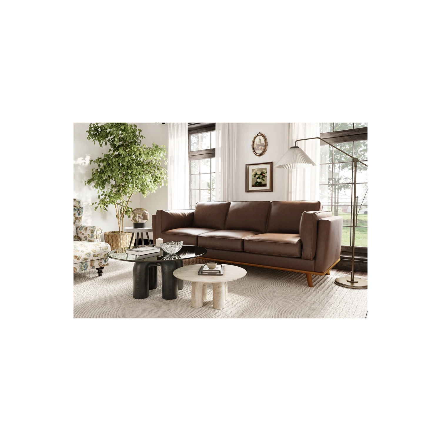 Valencia Artisan Top Grain Leather Three Seats Chocolate