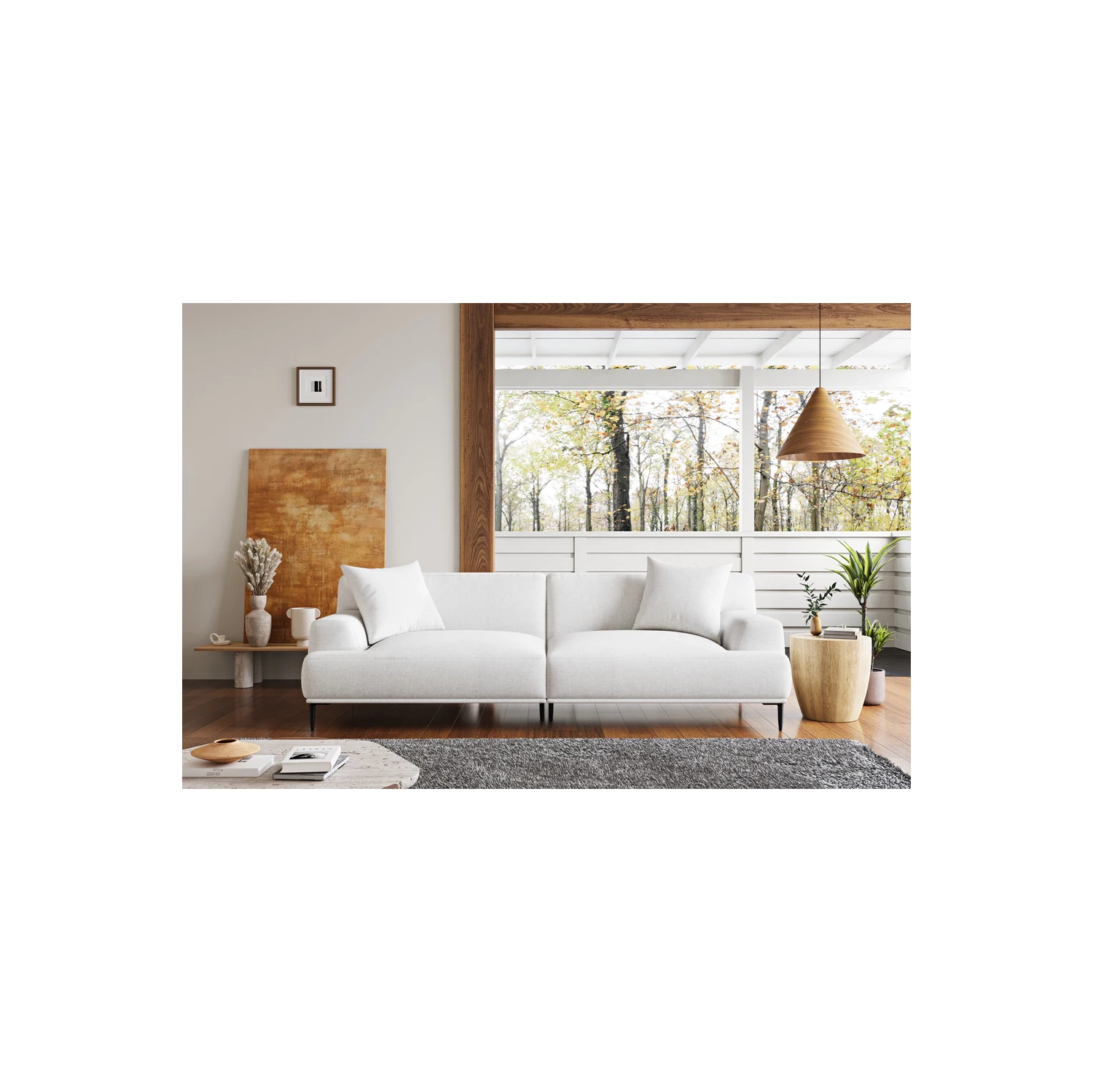 Valencia – Canapé moderne Kotor en tissu, 91&nbsp;po de large, blanc