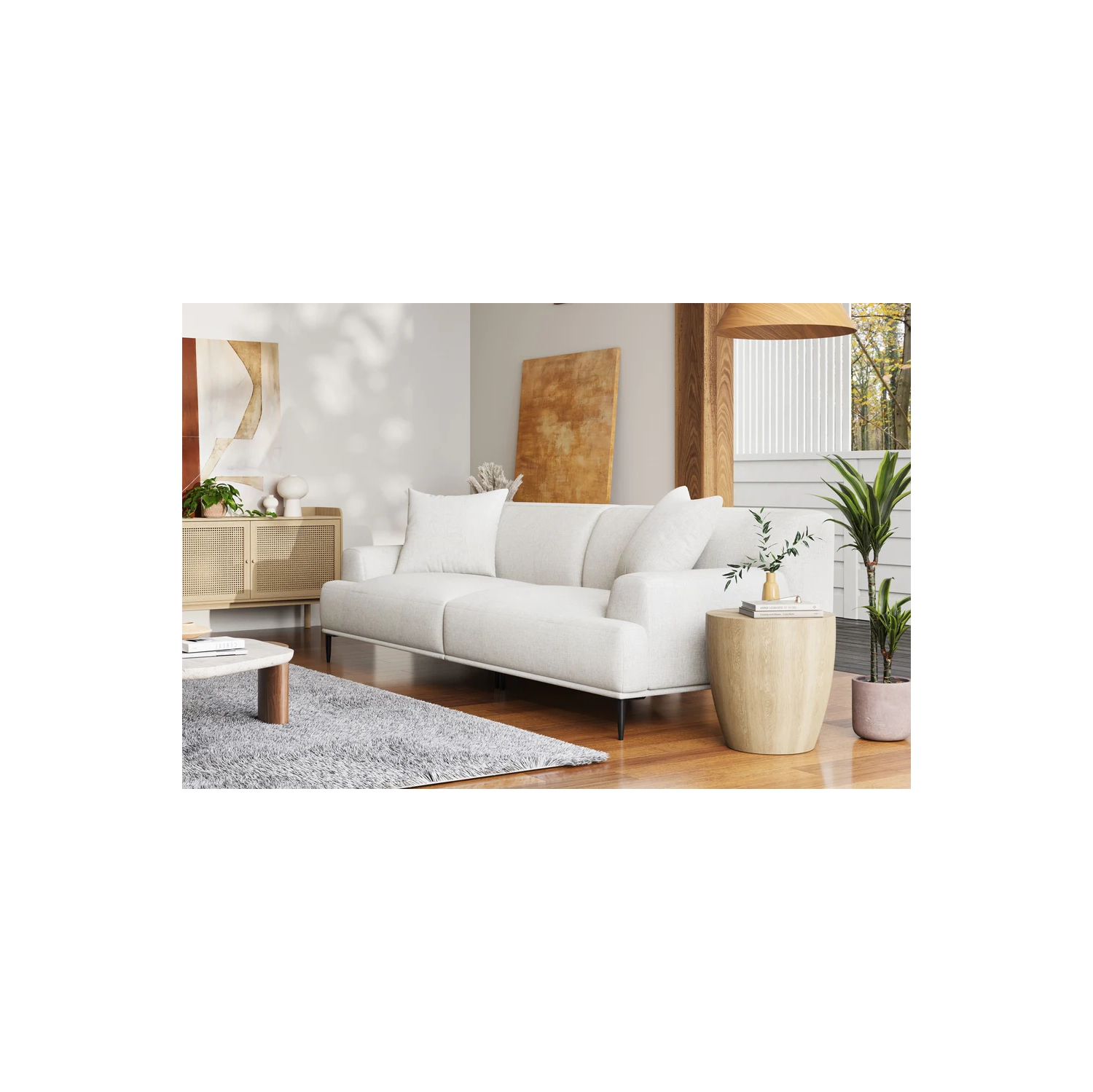 Valencia – Canapé moderne Kotor en tissu, 91&nbsp;po de large, blanc